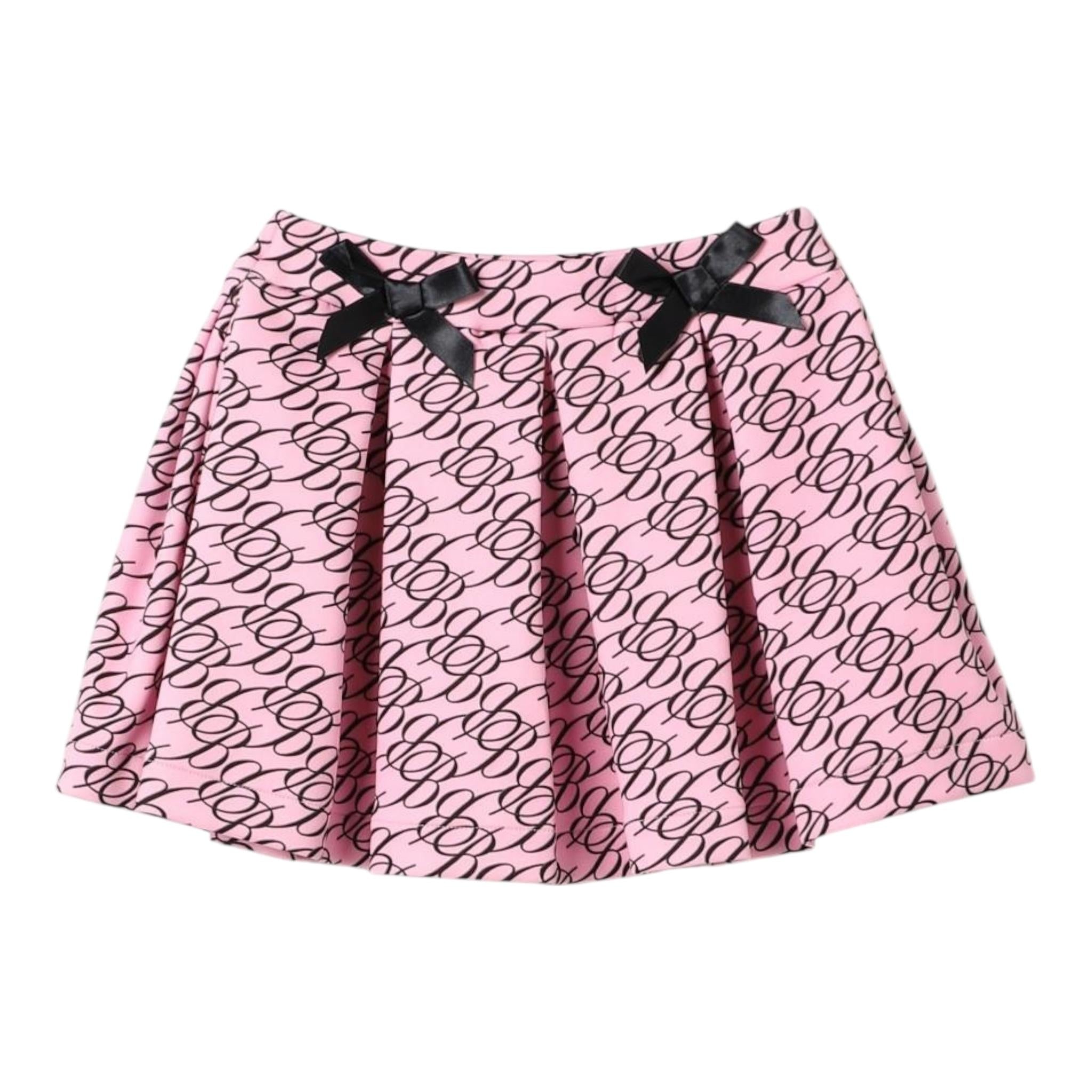 MISS BLUMARINE gonna tinta unita con elastico in vita e stampe logo Rosa per Bambina IF4081 ROSA MISS BLUMARINE