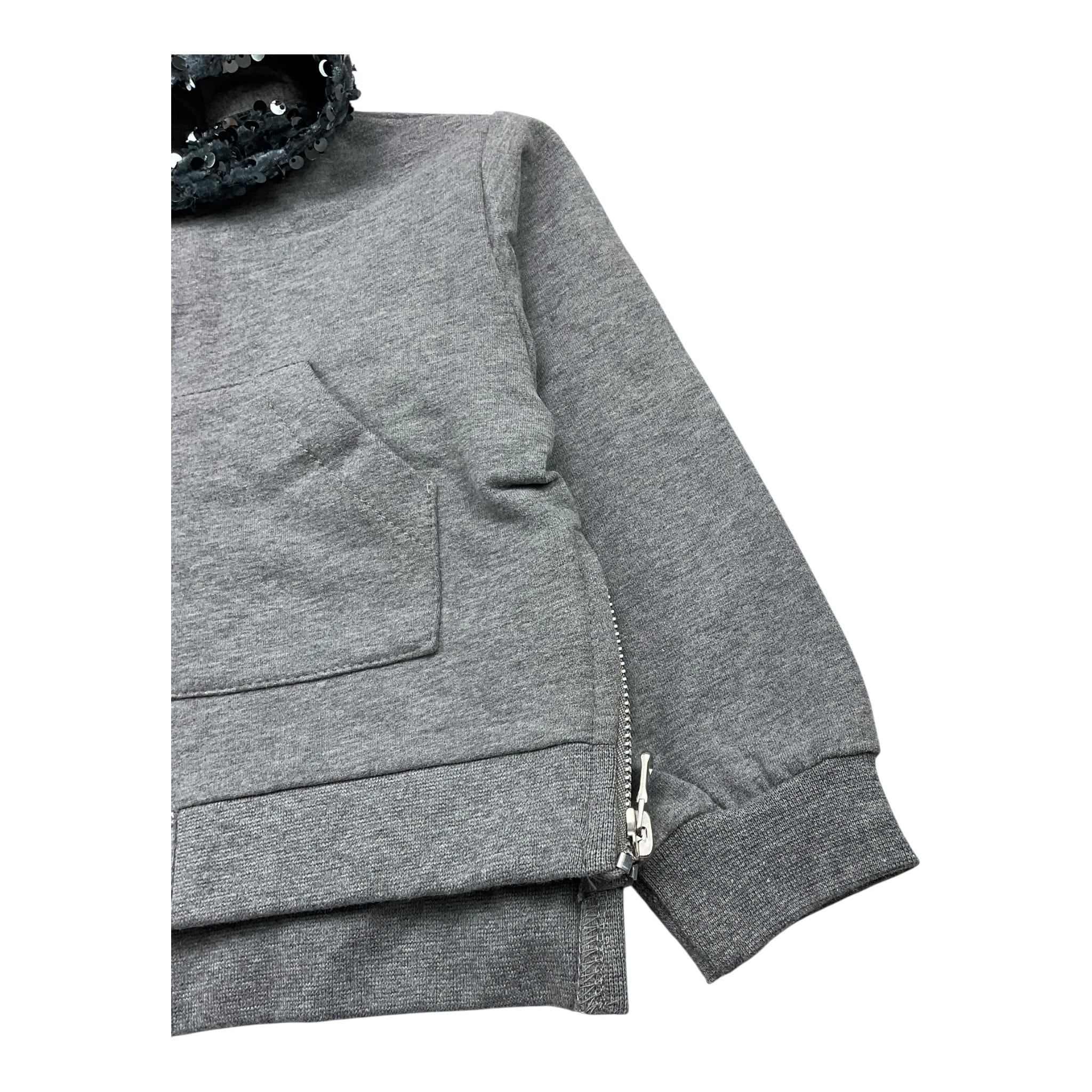 M+E' felpa con zip e cappuccio tinta unita con paillettes Grigio per Neonata UE1551N GRIGIO M+E'