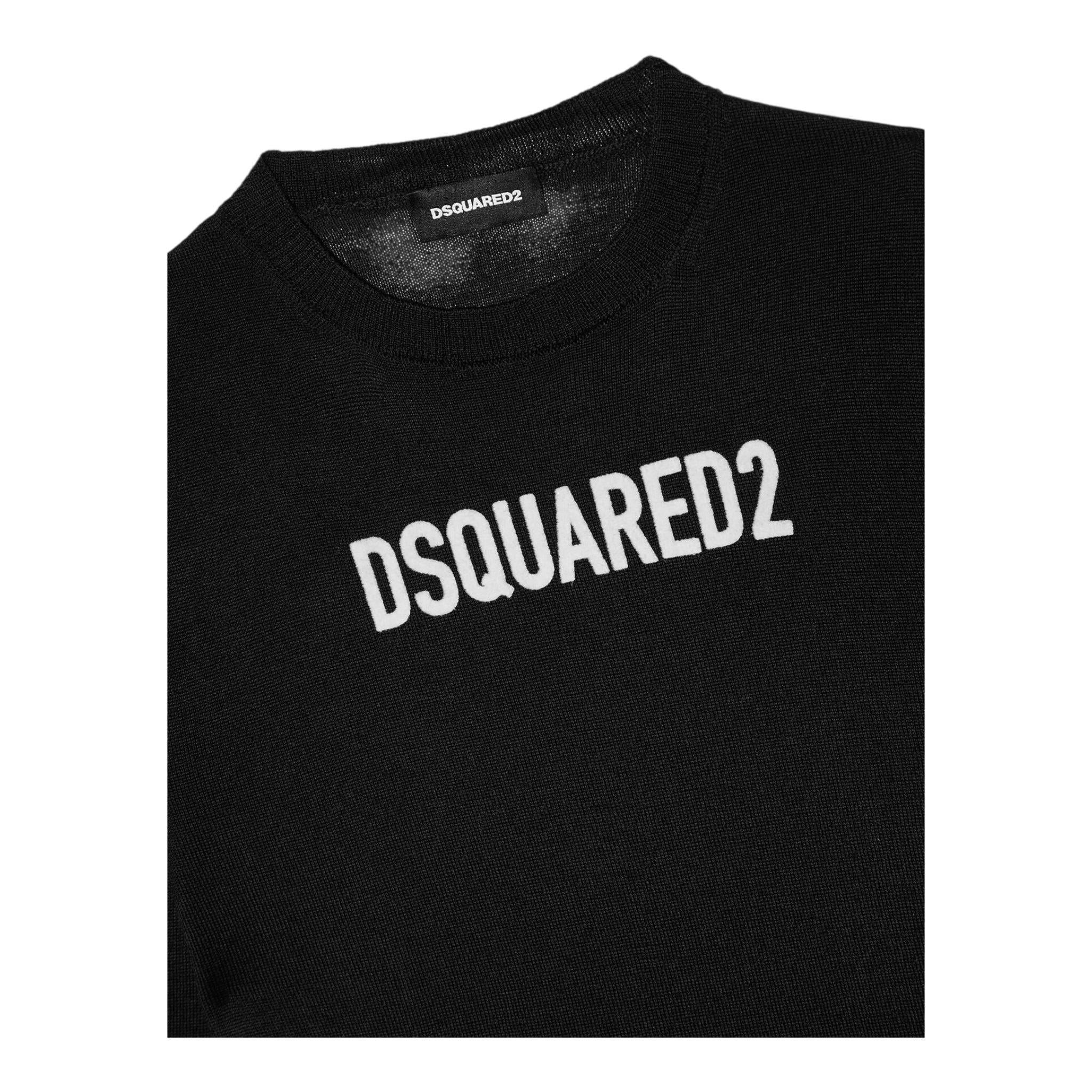 DSQUARED2 maglia girocollo tinta unita con logo Nero per Bambino DQ1156 NERO DSQUARED2