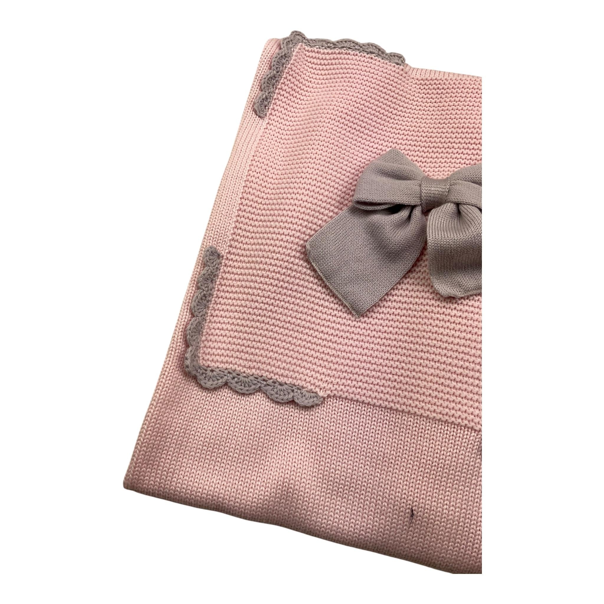 BABY LORD coperta tinta unita con ricami in contrasto Rosa per Neonata 104C ROSA BABY LORD