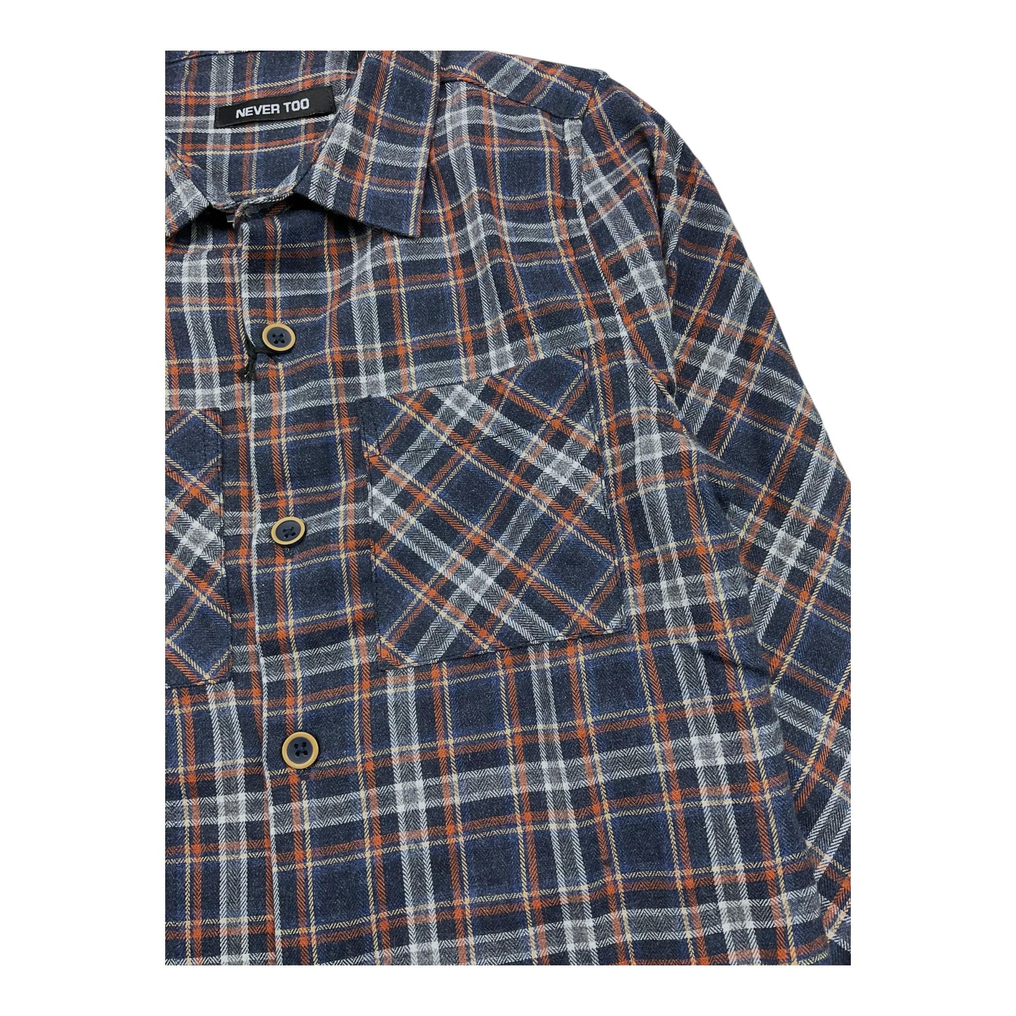 NEVER TOO camicia manica lunga fantasia quadri Blu per Bambino NT1793B BLU NEVER TOO
