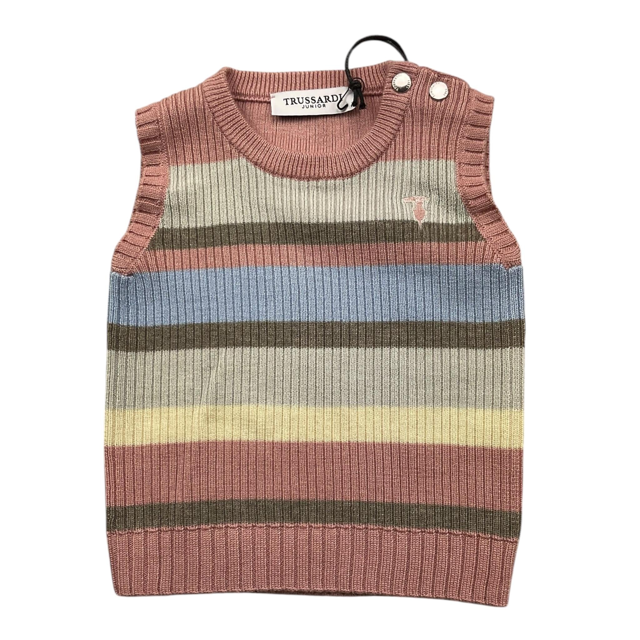 TRUSSARDI gilet tinta unita con fantasia a righe Rosa per Neonata TIA25186GL ROSA TRUSSARDI