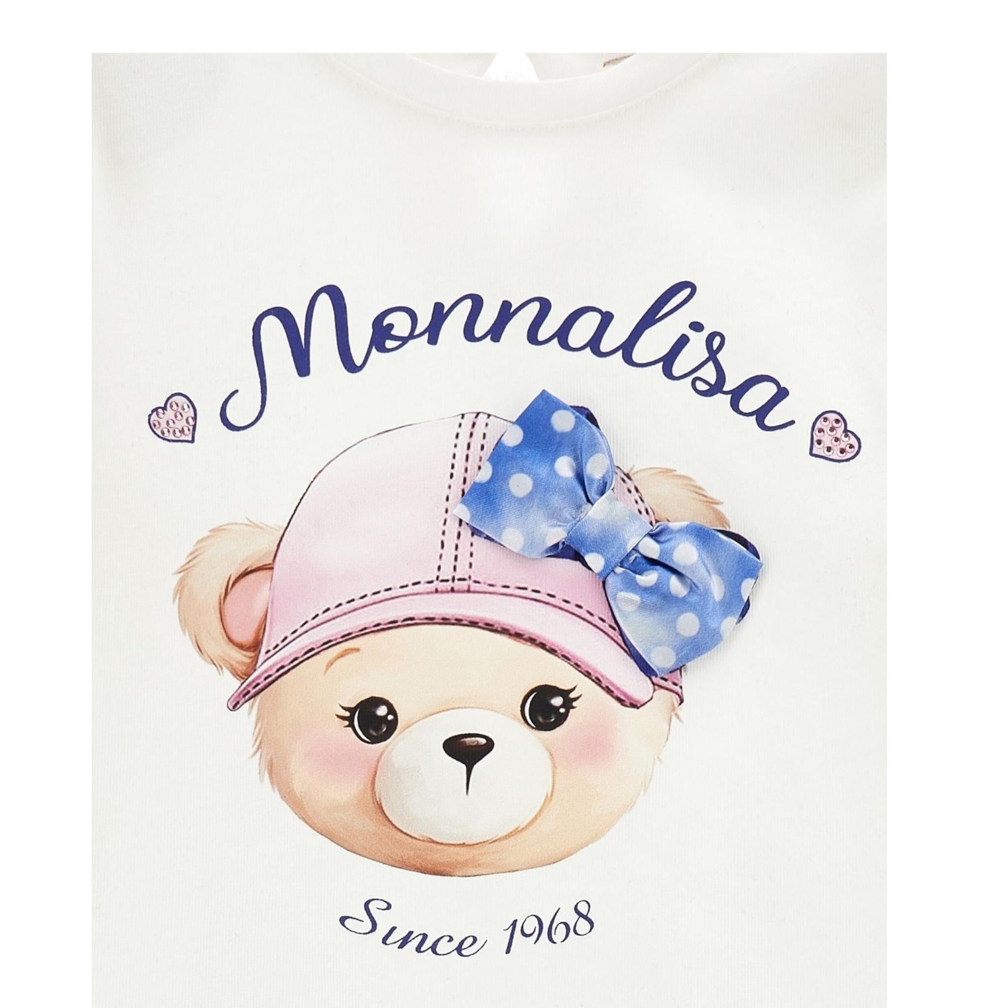 MONNALISA shirt girocollo tinta unita con stampa Bianco per Neonata 39D12 BIANCO MONNALISA
