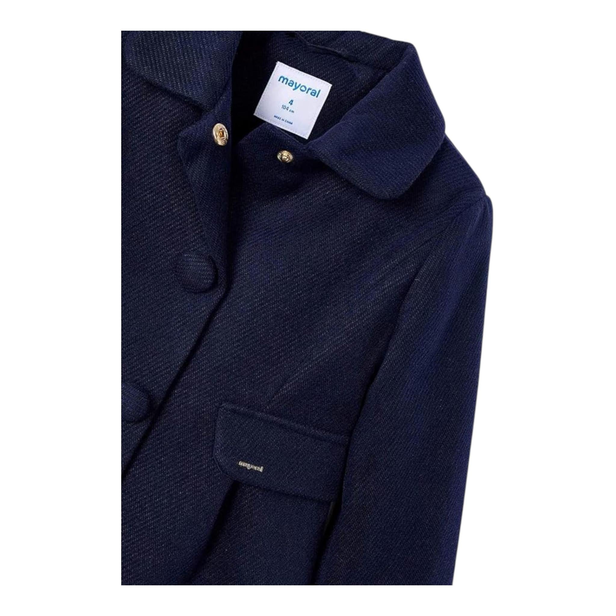 MAYORAL cappotto tinta unita cn finte tasche Blu per Bambina 448476 BLU MAYORAL