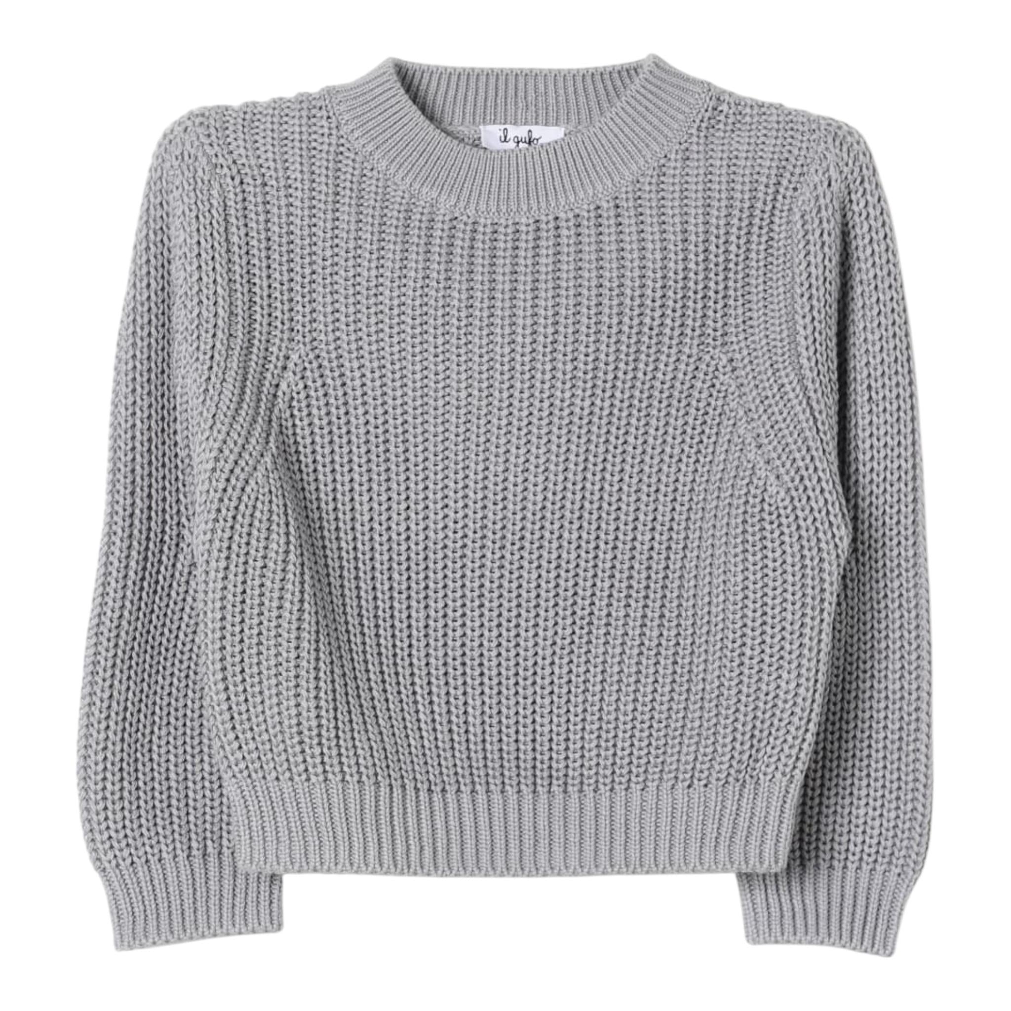 IL GUFO maglia tinta unita con trecce Grigio per Bambina A24MA452EM109 GRIGIO IL GUFO