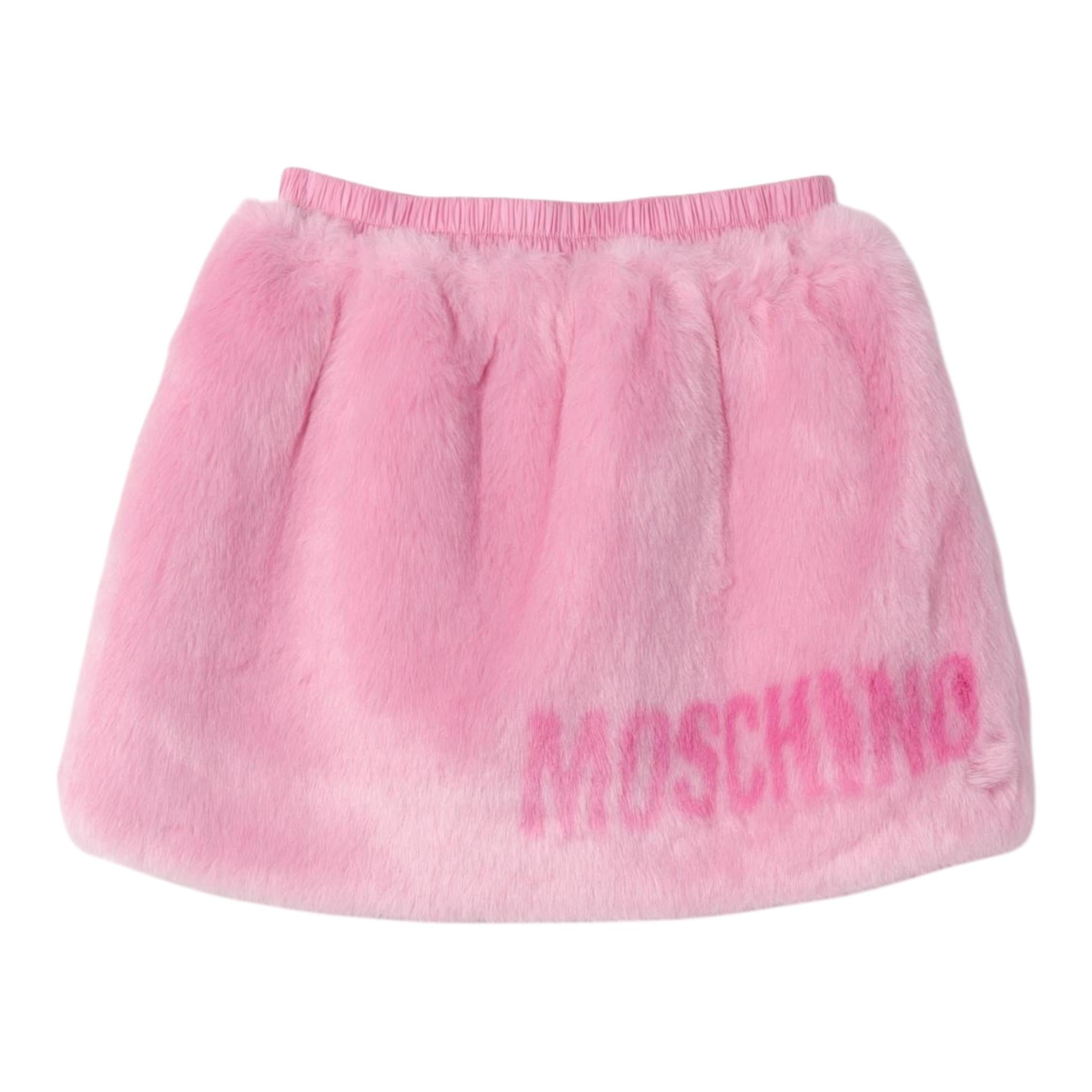 MOSCHINO gonna tinta unita con logo Rosa per Bambina HDJ039 ROSA MOSCHINO