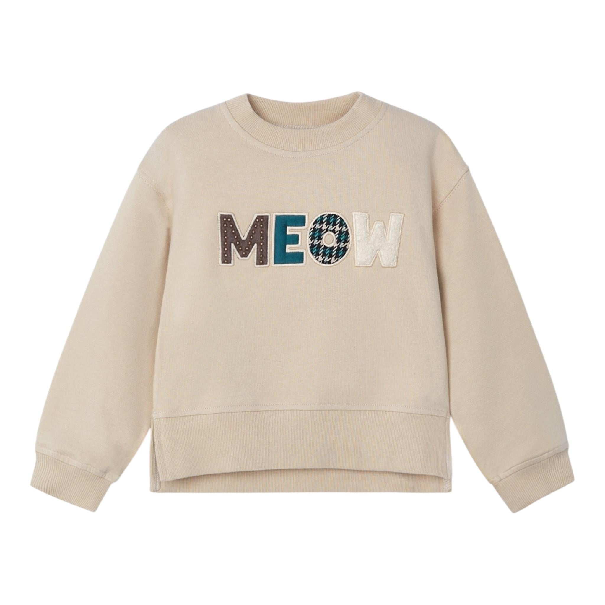 MAYORAL felpa girocollo tinta unita con stampa Beige per Bambina 4482J BEIGE MAYORAL