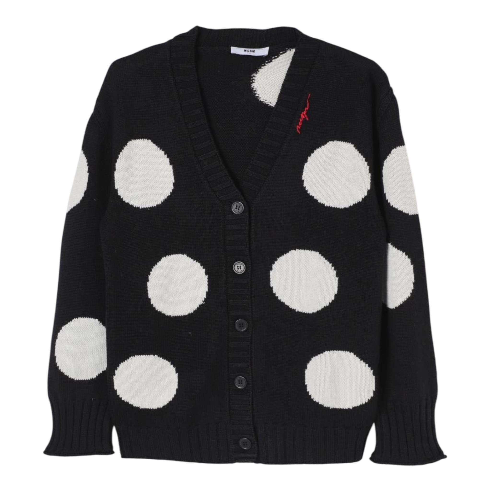 MSGM cardigan tinta unita con stampa cerchi Nero per Bambina F4MSJGCA133 NERO MSGM