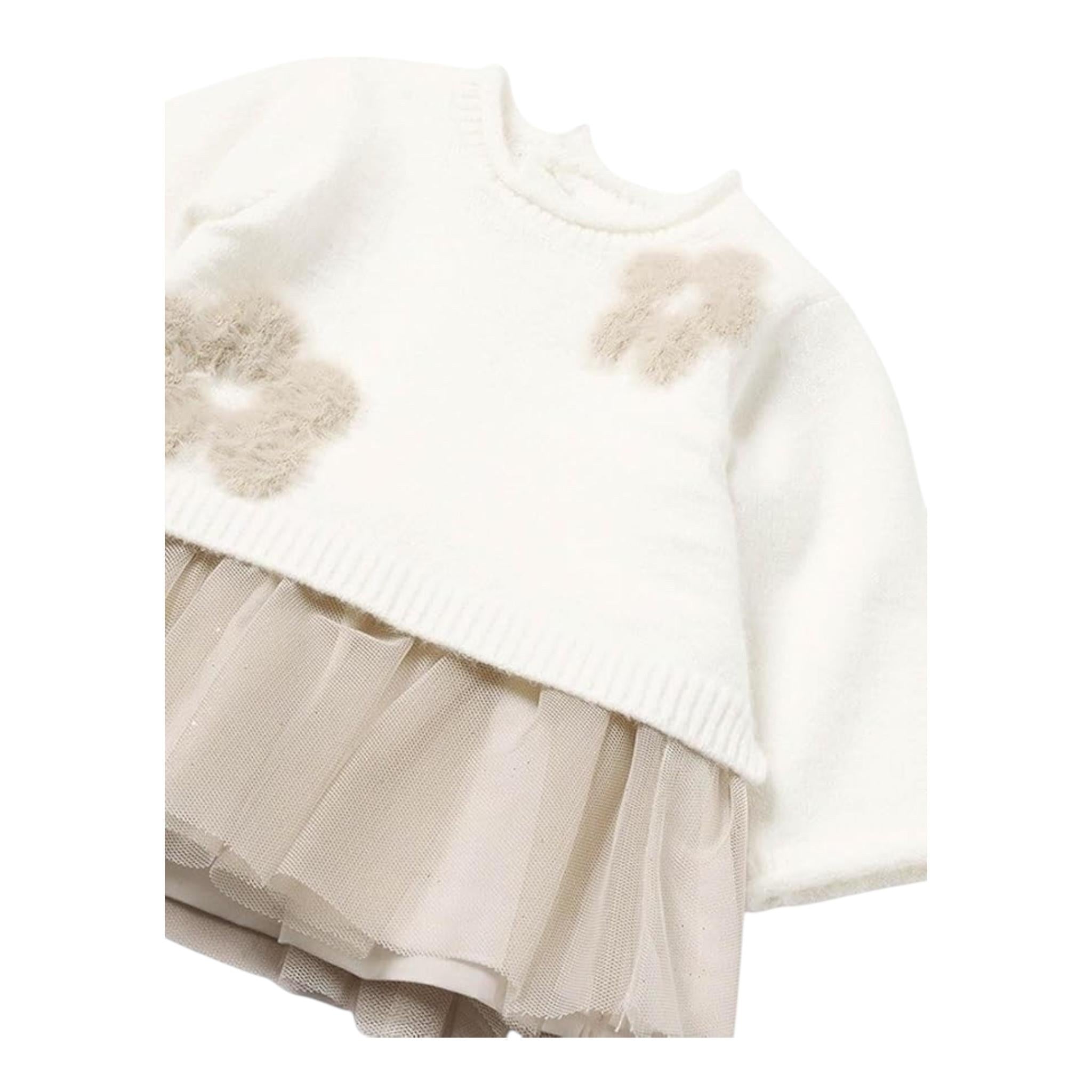 MAYORAL abito tinta unita con tulle Bianco per Neonata 2811 BIANCO MAYORAL
