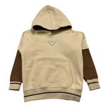 YES LONDON felpa chiusa con cappuccio tinta unita con maniche in contrasto Panna per Bambino JR5063X PANNA YES LONDON