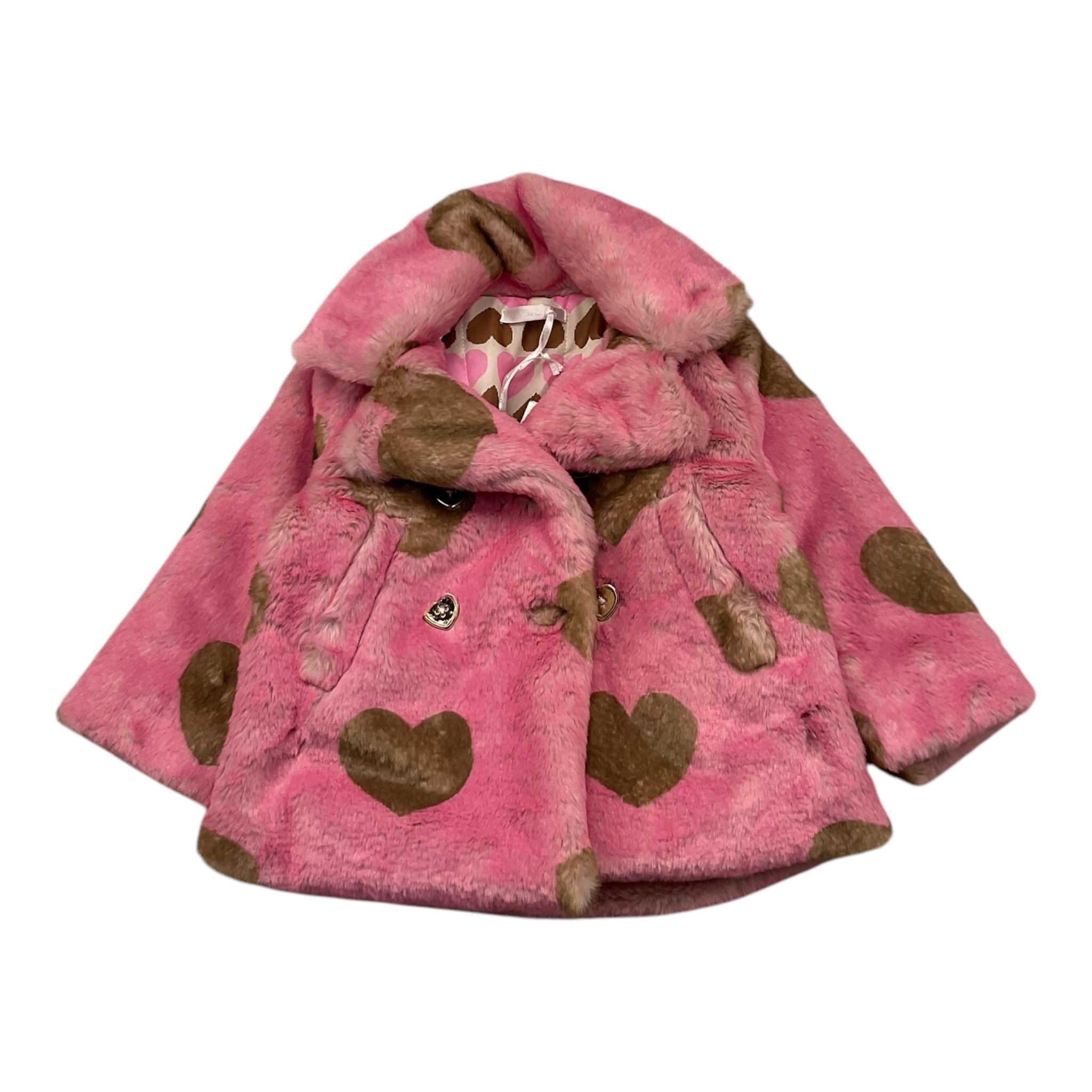 MISS GRANT pelliccia tinta unita con stampa cuori in contrasto Rosa per Neonata MG0909 ROSA MISS GRANT