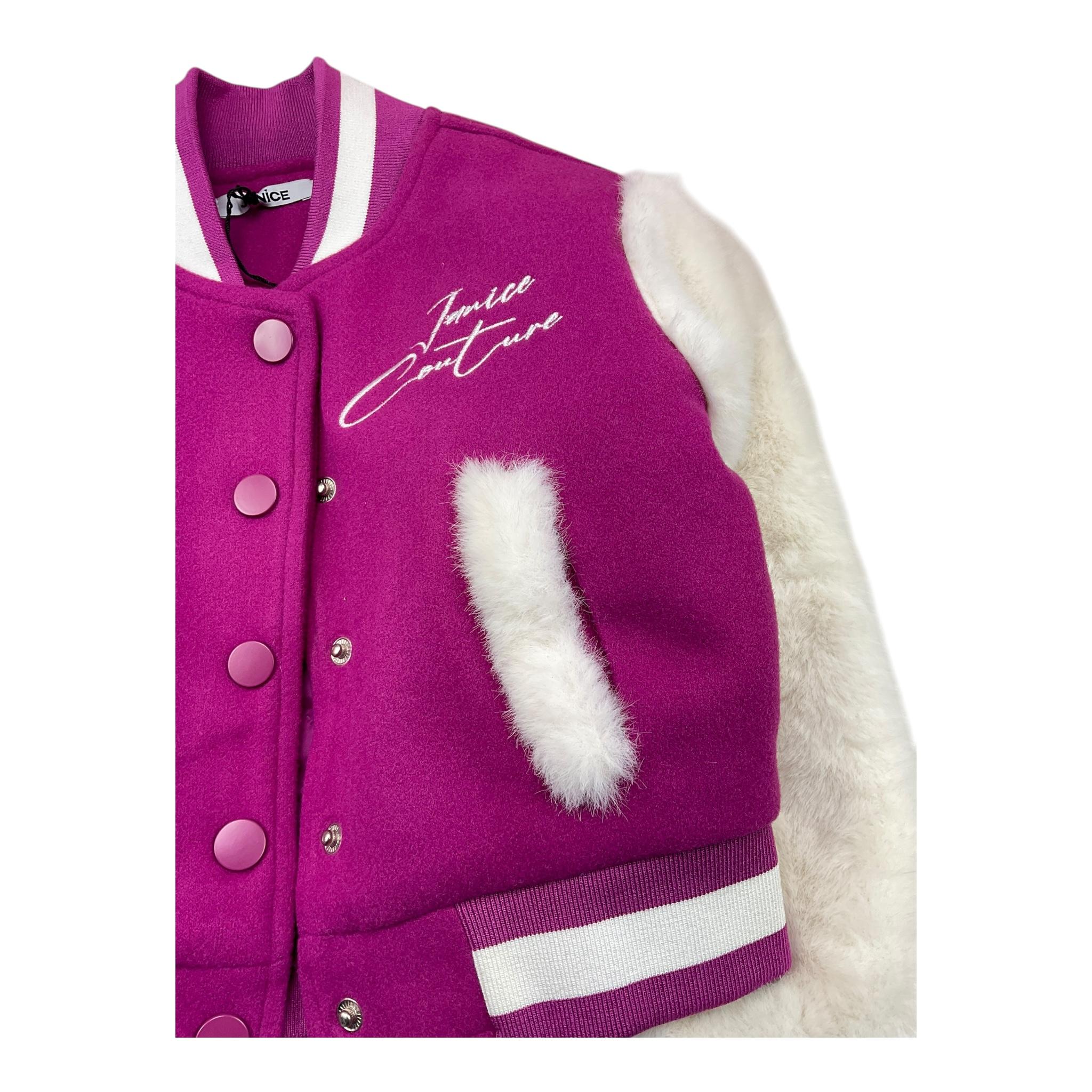 JANICE giubbino modello college con maniche in contrasto Viola per Bambina JN575B VIOLA JANICE