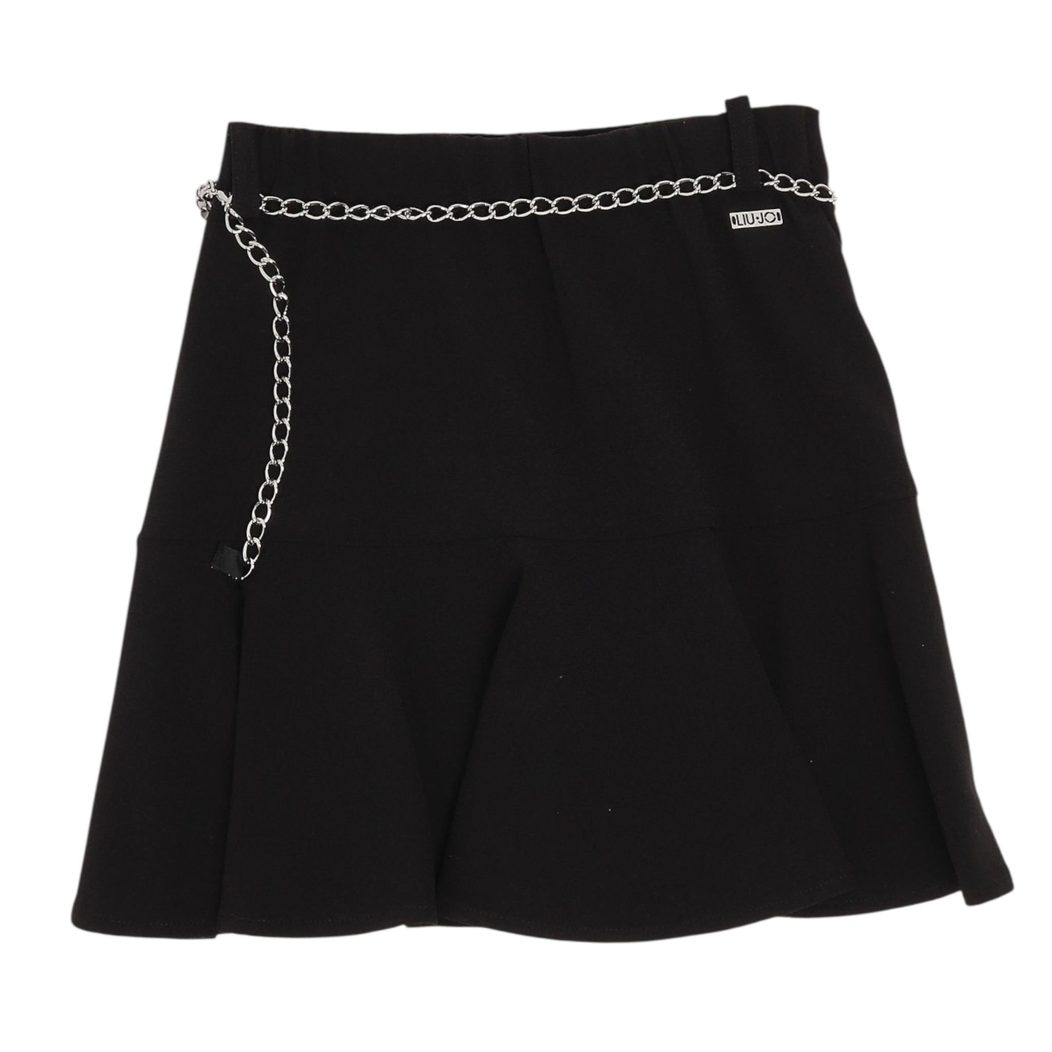 LIU JO gonna tinta unita con elastico in vita e catena Nero per Bambina GF4145 NERO LIU JO