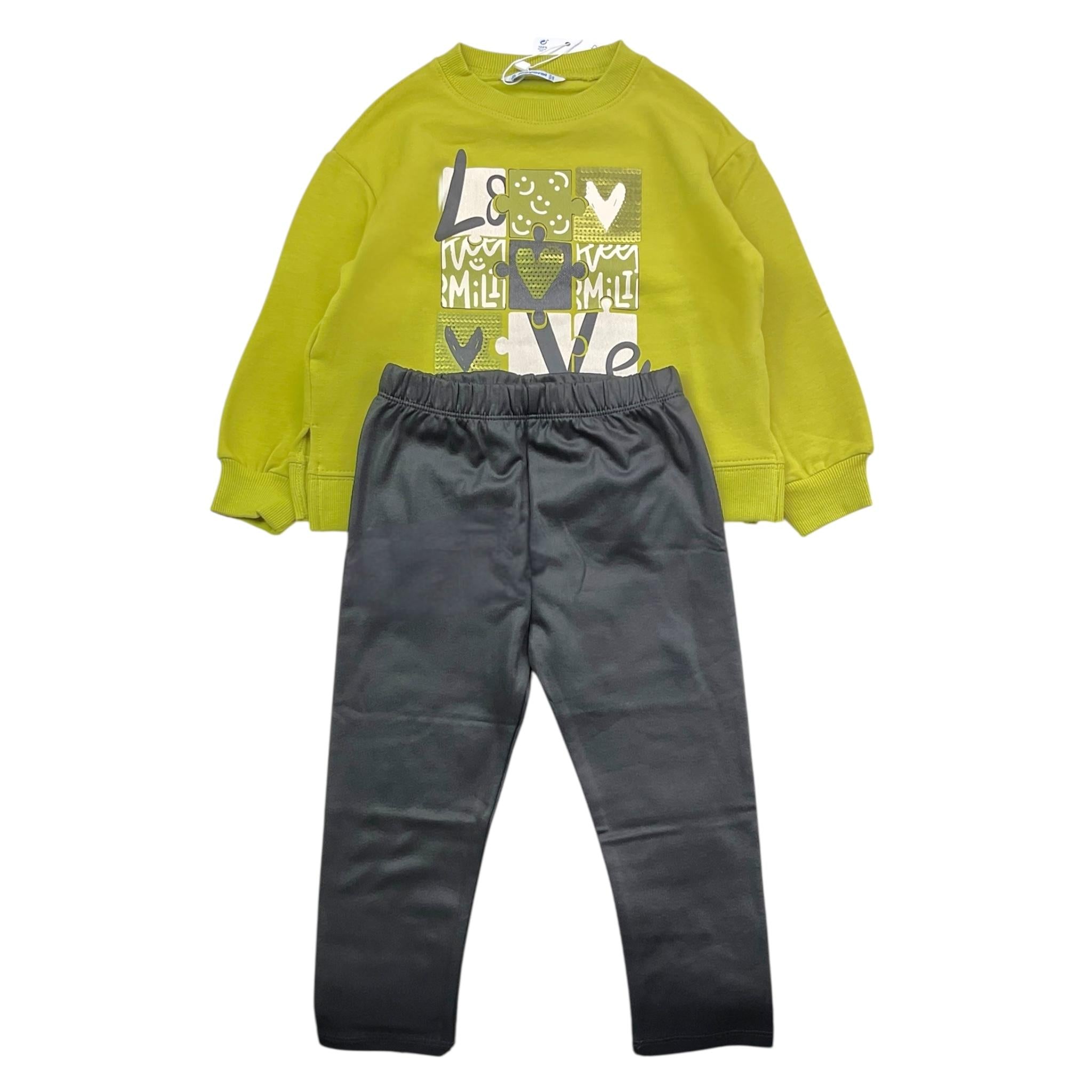 MAYORAL completo 2 pezzi felpa-leggins bicolore Verde per Bambina 4708X VERDE MAYORAL