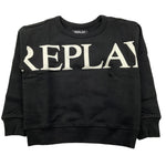 REPLAY felpa chiusa gircollo tinta unita con logo Nero per Bambino SB2064 NERO REPLAY