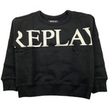 REPLAY felpa chiusa gircollo tinta unita con logo Nero per Bambino SB2064 NERO REPLAY