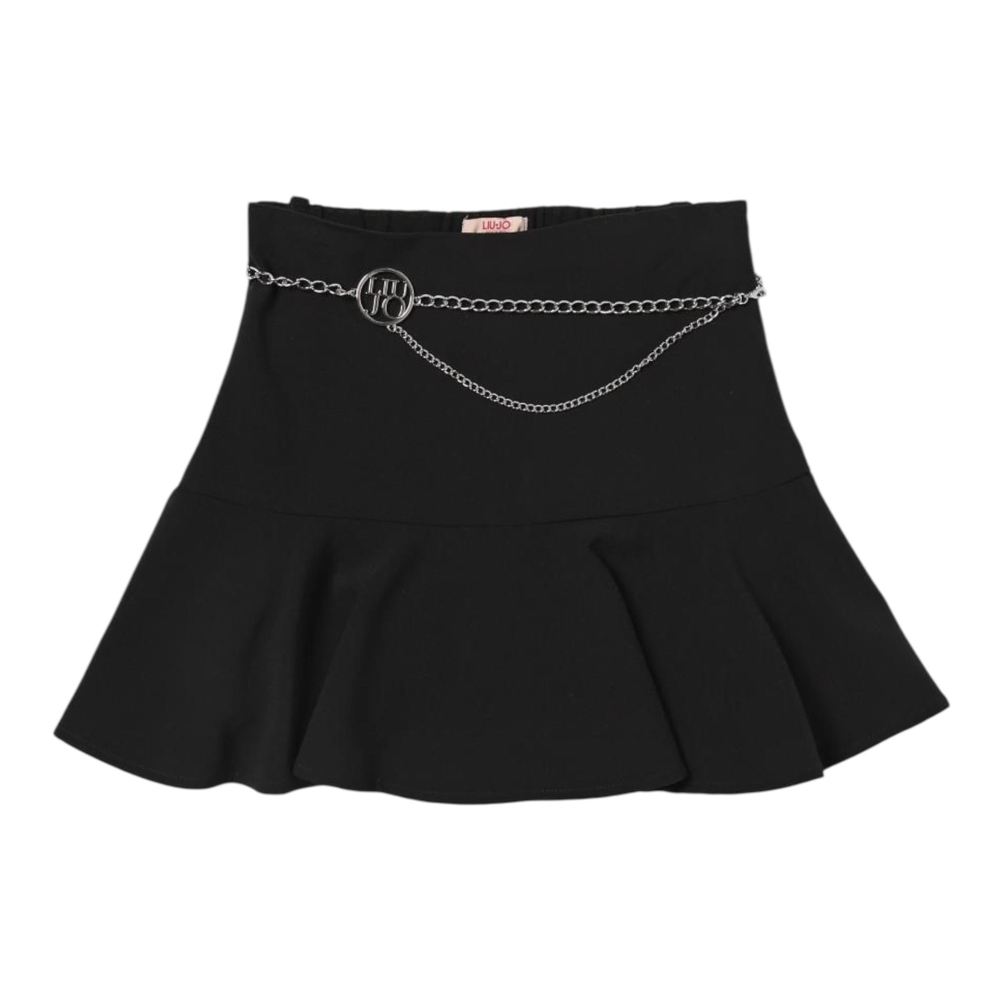 LIU JO gonna tinta unita con elastico in vita e catena Nero per Bambina GF4145 NERO LIU JO