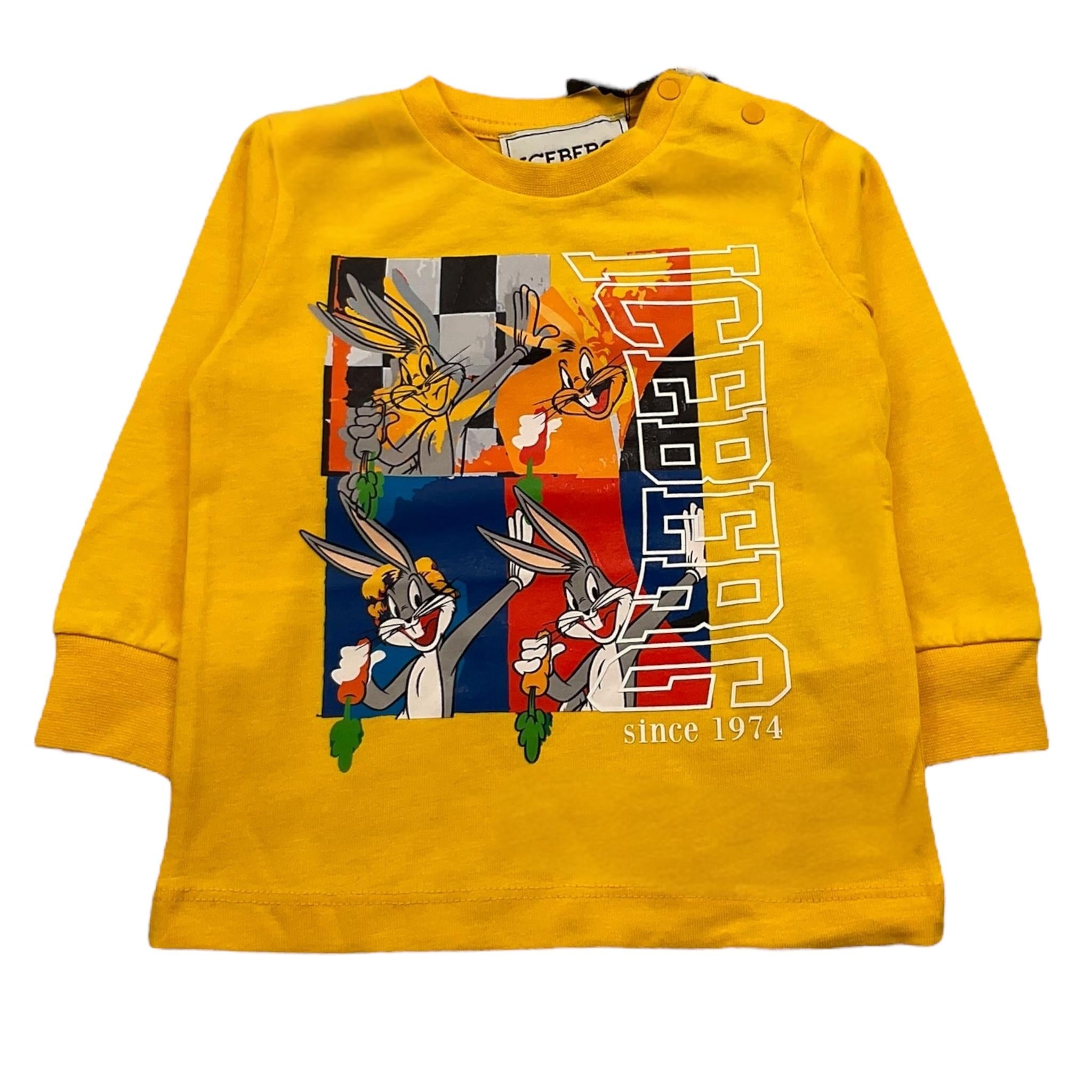 ICEBERG shirt girocollo tinta unita con stampa in contrasto Giallo per Neonato TSICE5324BX GIALLO ICEBERG