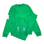 DANIELE ALESSANDRINI completo 2pz felpa girocollo tinta unita con stampa- pantalone Verde per Bambino 1231T00142 VERDE DANIELE ALESSANDRINI