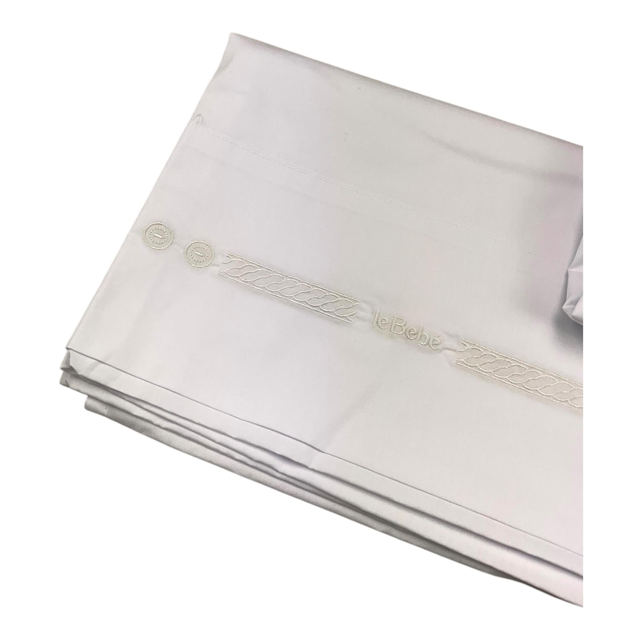 LE BEBE' set 3 pezzi lenzuola tinta unita cn ricami Bianco per Neonato LBB5100 BIANCO LE BEBE'