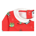 MOSCHINO tutina manica lunga tinta unita con stampa in contrasto Rosso per Neonato MUT043 ROSSO MOSCHINO