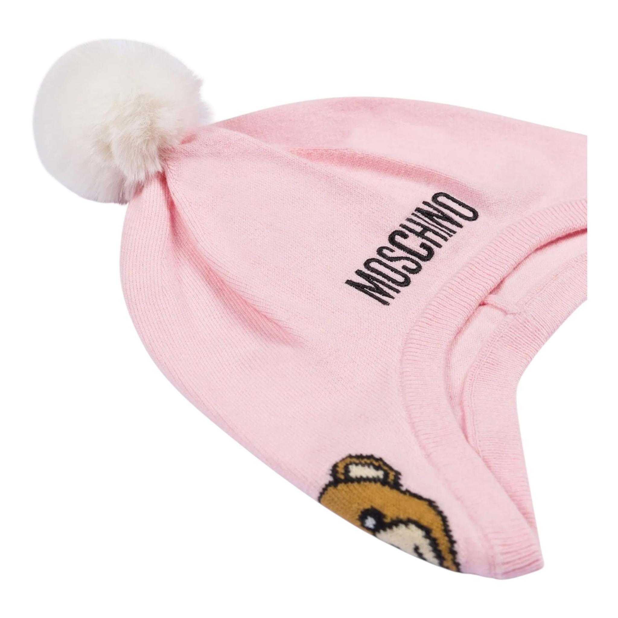 MOSCHINO cappello tinta unita con pon pon Rosa per Bambina MUX04ZA ROSA MOSCHINO