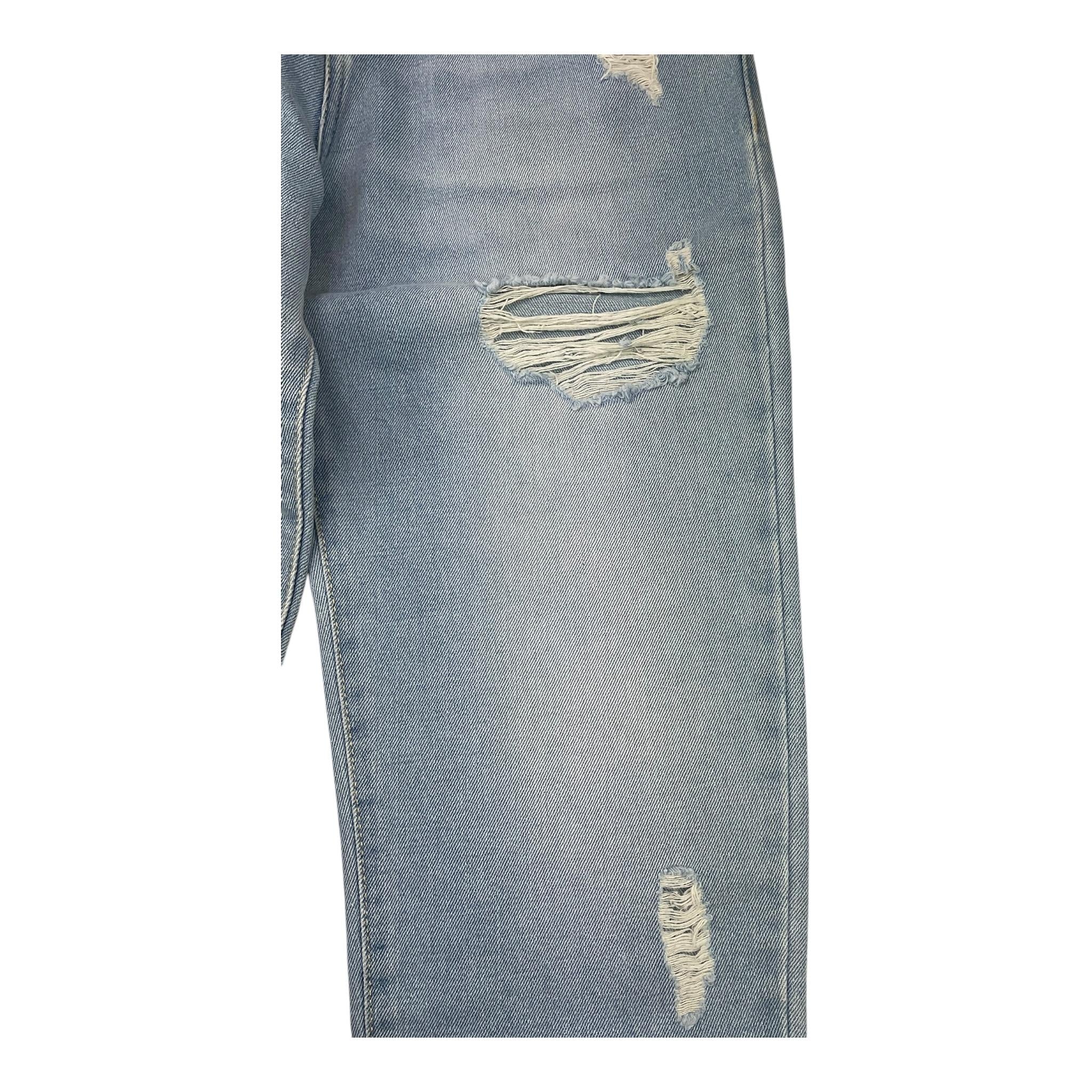 LU LU BY MISS GRANT jeans tinta unita con strappi Azzurro per Bambina LL0970 AZZURRO LU LU BY MISS GRANT