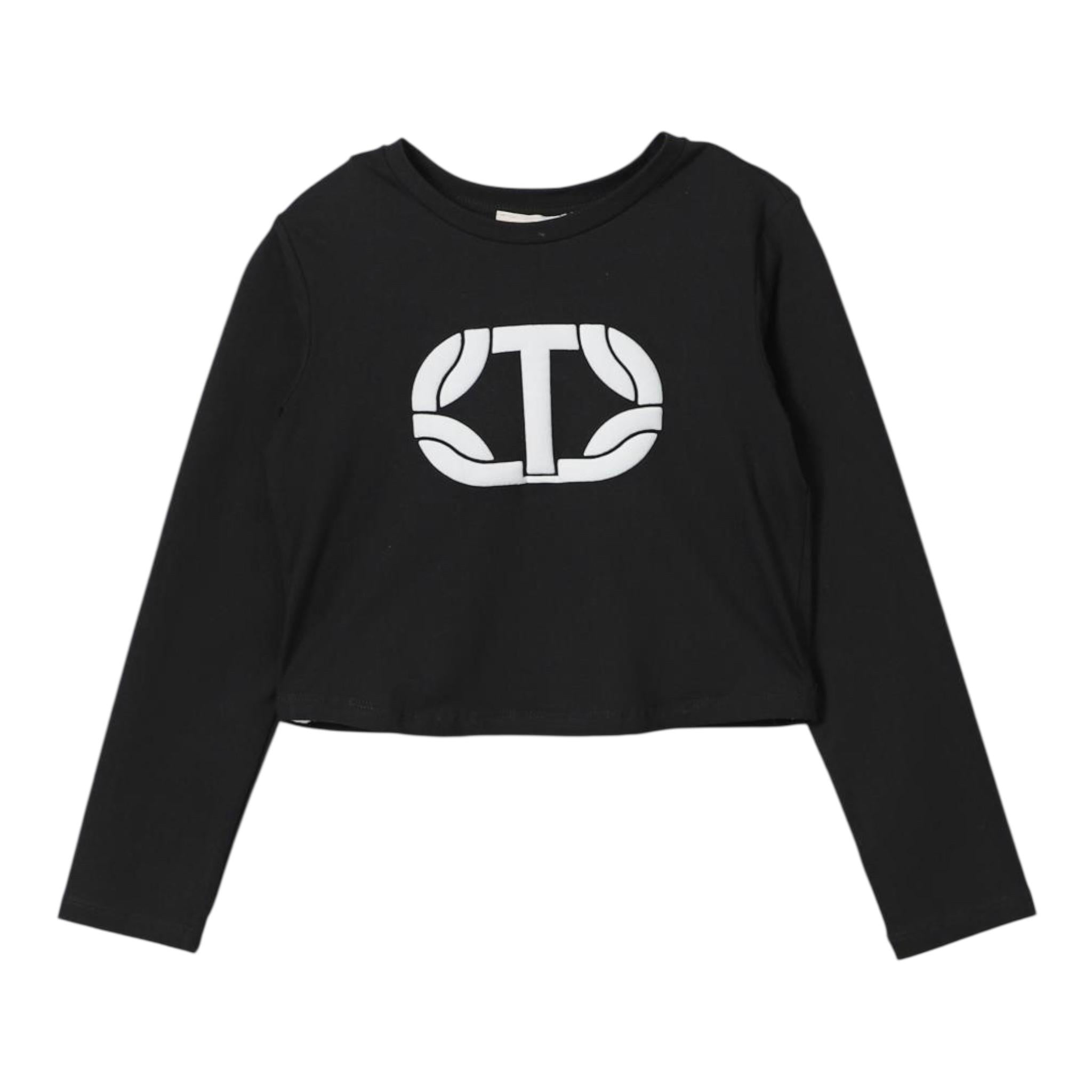 TWINSET shirt girocollo tinta unita con stampa Nero per Bambina 242GJ2032XXXX NERO TWINSET