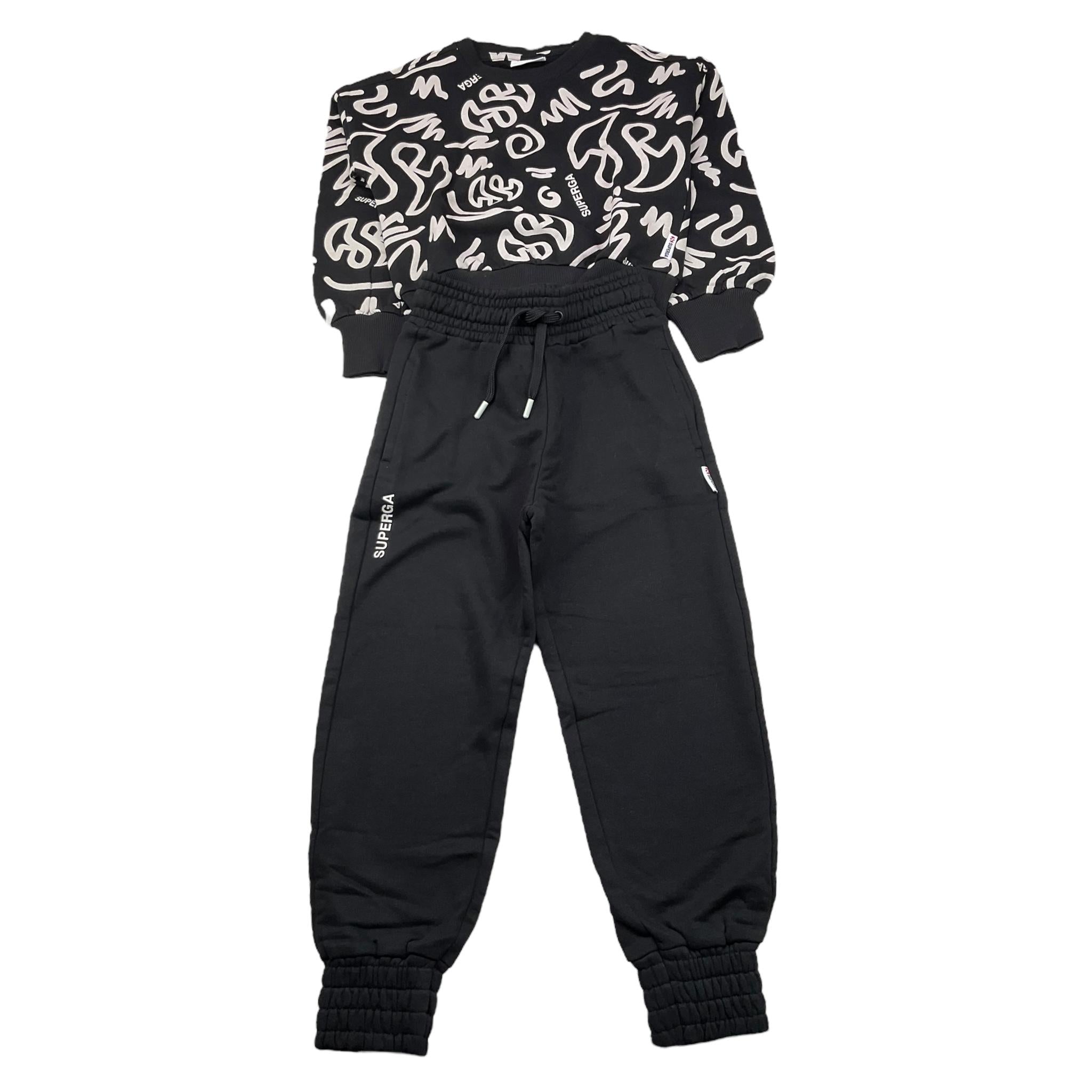 SUPERGA completo tuta 2 pezzi felpa-pantalone tinta unita Nero per Bambina A144 NERO SUPERGA