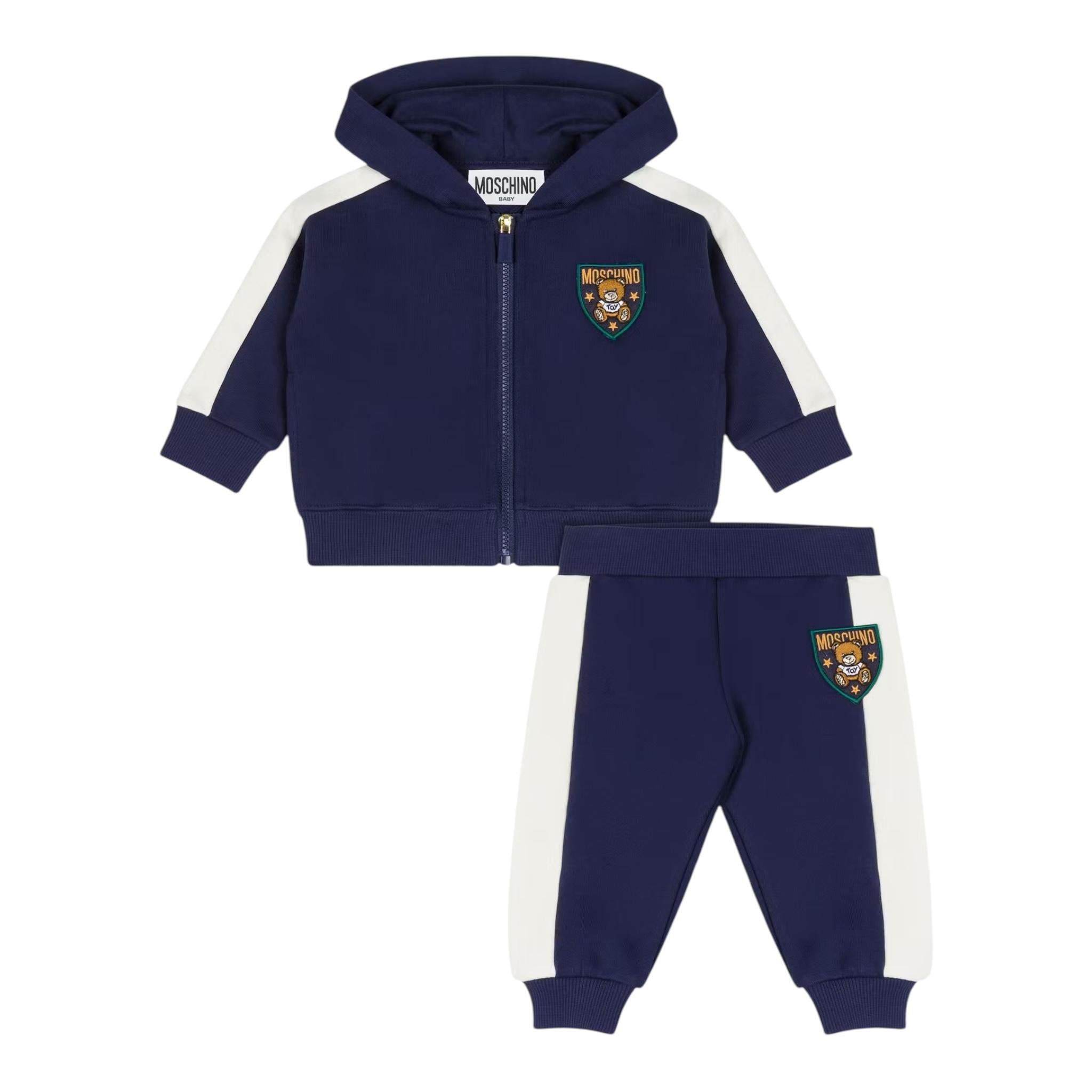 MOSCHINO completo 2 pezzi felpa-pantalone tinta unita Blu per Neonato MUK04U BLU MOSCHINO