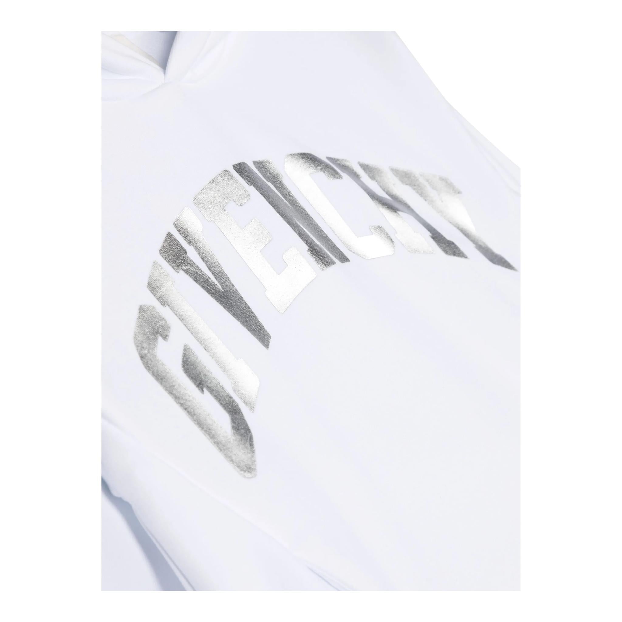 GIVENCHY felpa chiusa con cappuccio tinta unita con logo Bianco per Bambina H15348 BIANCO GIVENCHY