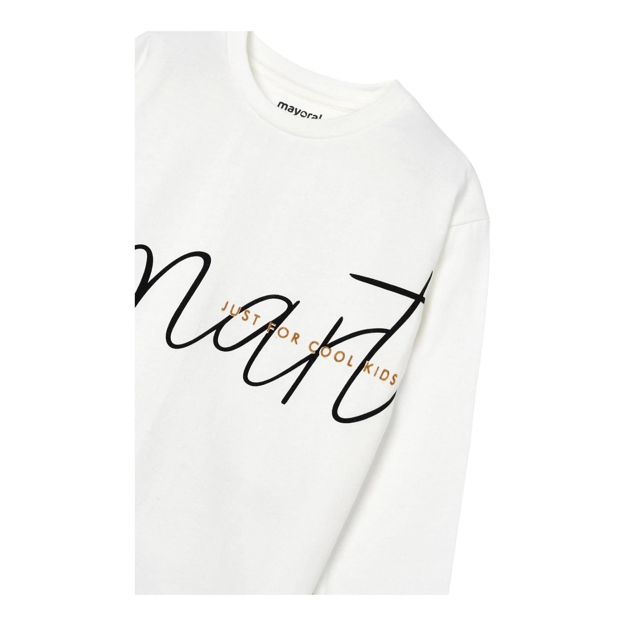 MAYORAL shirt girocollo tinta unita con stampa Bianco per Bambino 4039XX BIANCO MAYORAL
