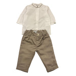 LE COCONNE completo 2 pezzi camicia-pantalone bicolore Bianco/beige per Neonato LCN1309 BIANCO/BEIGE LE COCONNE