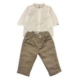 LE COCONNE completo 2 pezzi camicia-pantalone bicolore Bianco/beige per Neonato LCN1309 BIANCO/BEIGE LE COCONNE