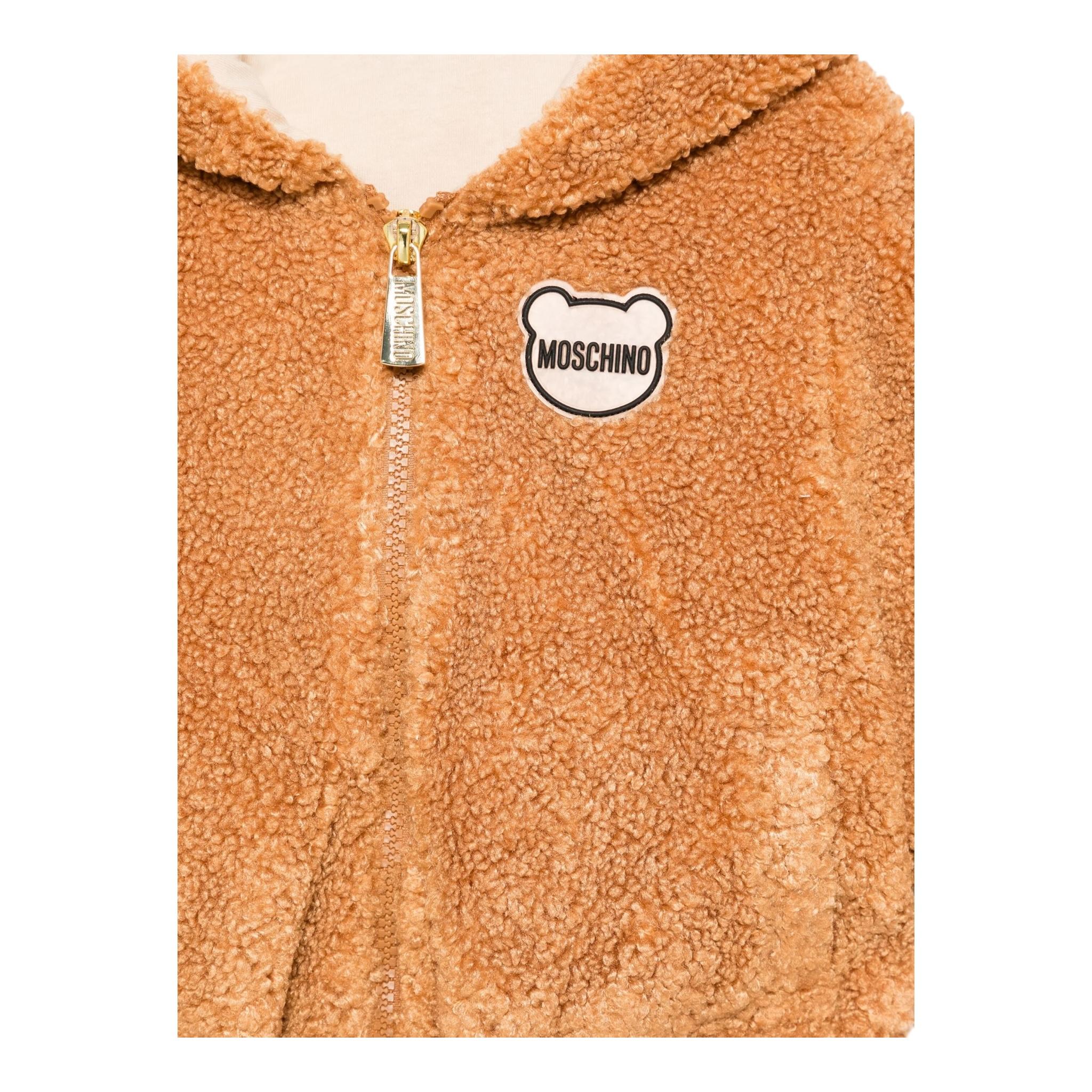 MOSCHINO giubbino modello teddy tinta unita con zip e cappuccio Biscotto per Neonato MUS02SX BISCOTTO MOSCHINO