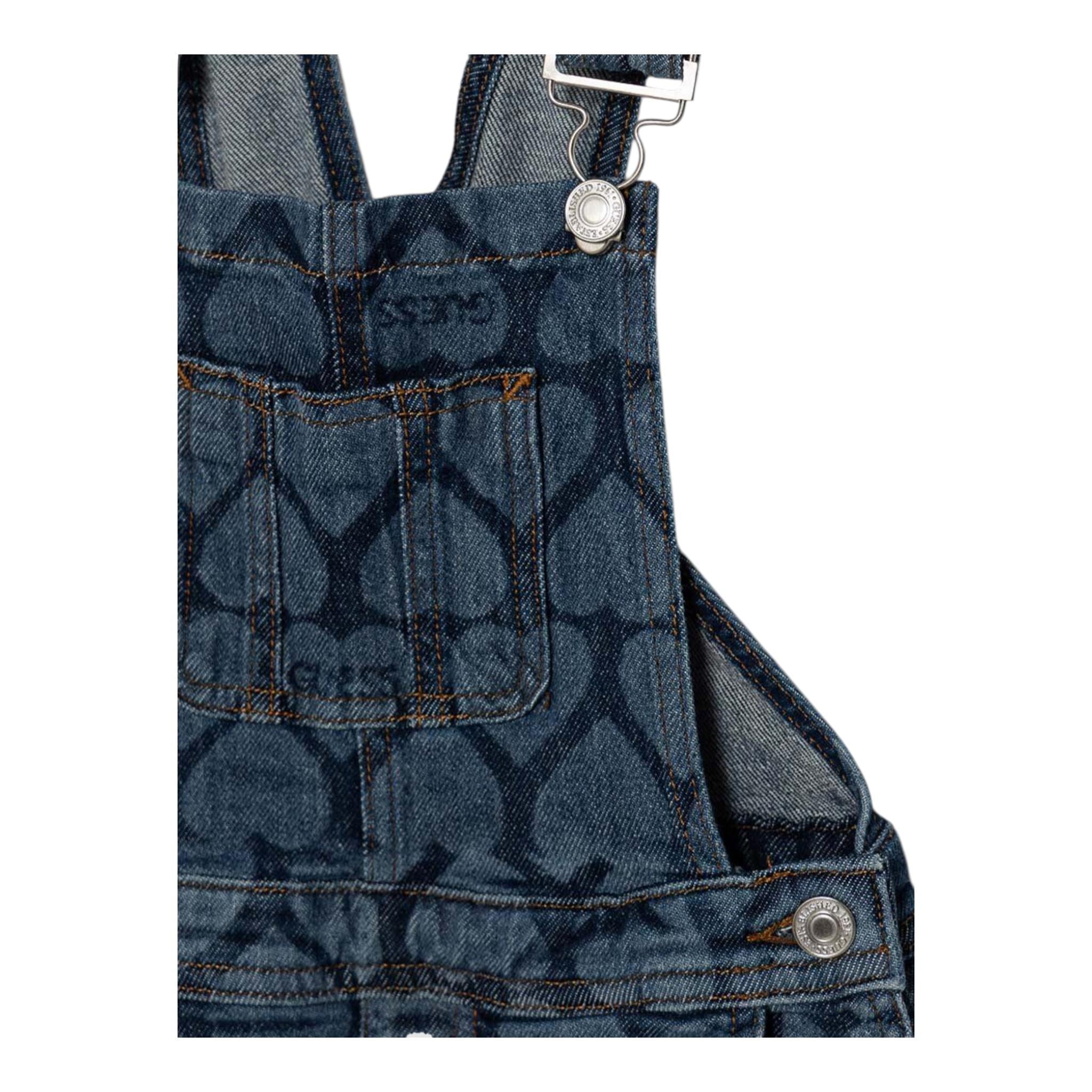 GUESS salopette in denim tinta unita logata Blu per Bambina J4YK00D4WF0 BLU GUESS