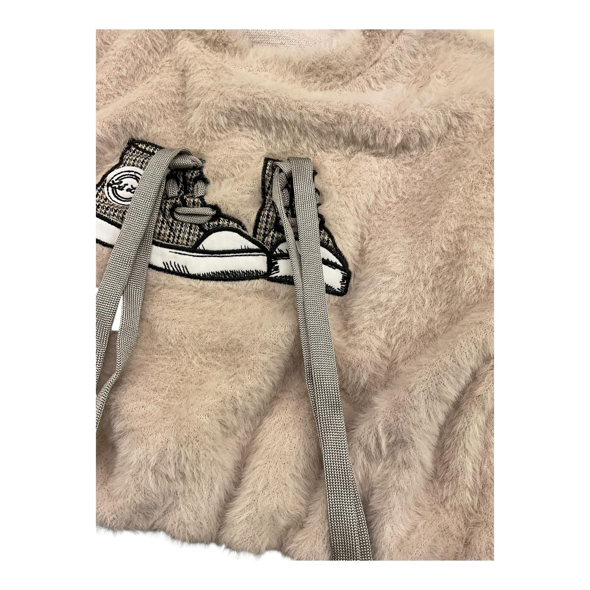 LU LU BY MISS GRANT felpa tinta unita con stampa Beige per Bambina LL3344X BEIGE LU LU BY MISS GRANT