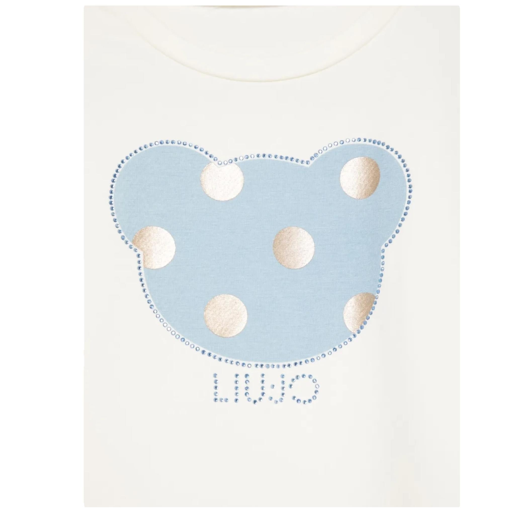 LIU JO shirt girocollo tinta unita con stampa in contrasto Panna per Bambina KF4067X PANNA LIU JO