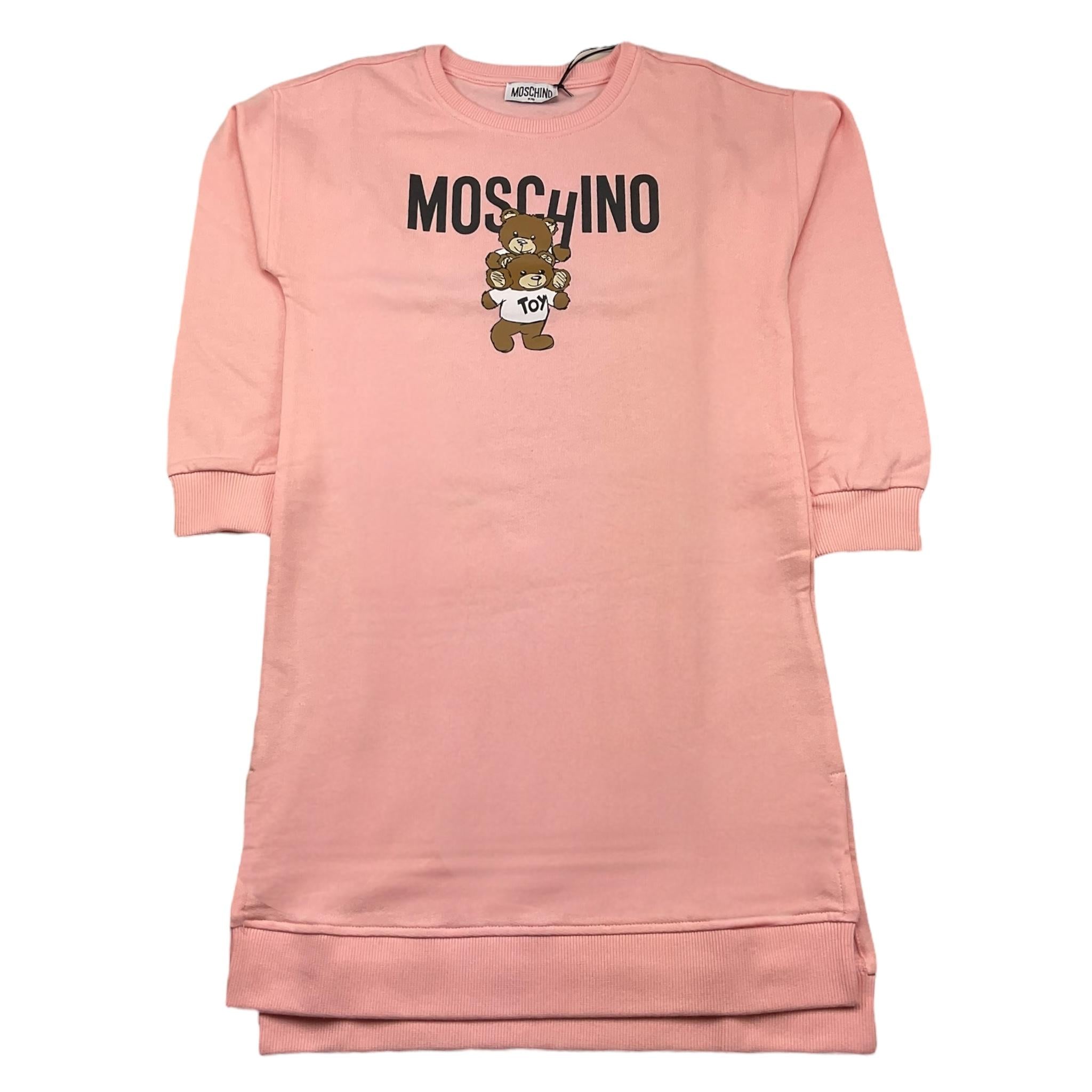 MOSCHINO abito felpa manica lunga girocollo tinta unita con stampa logo Rosa per Bambina HDV0FE ROSA MOSCHINO