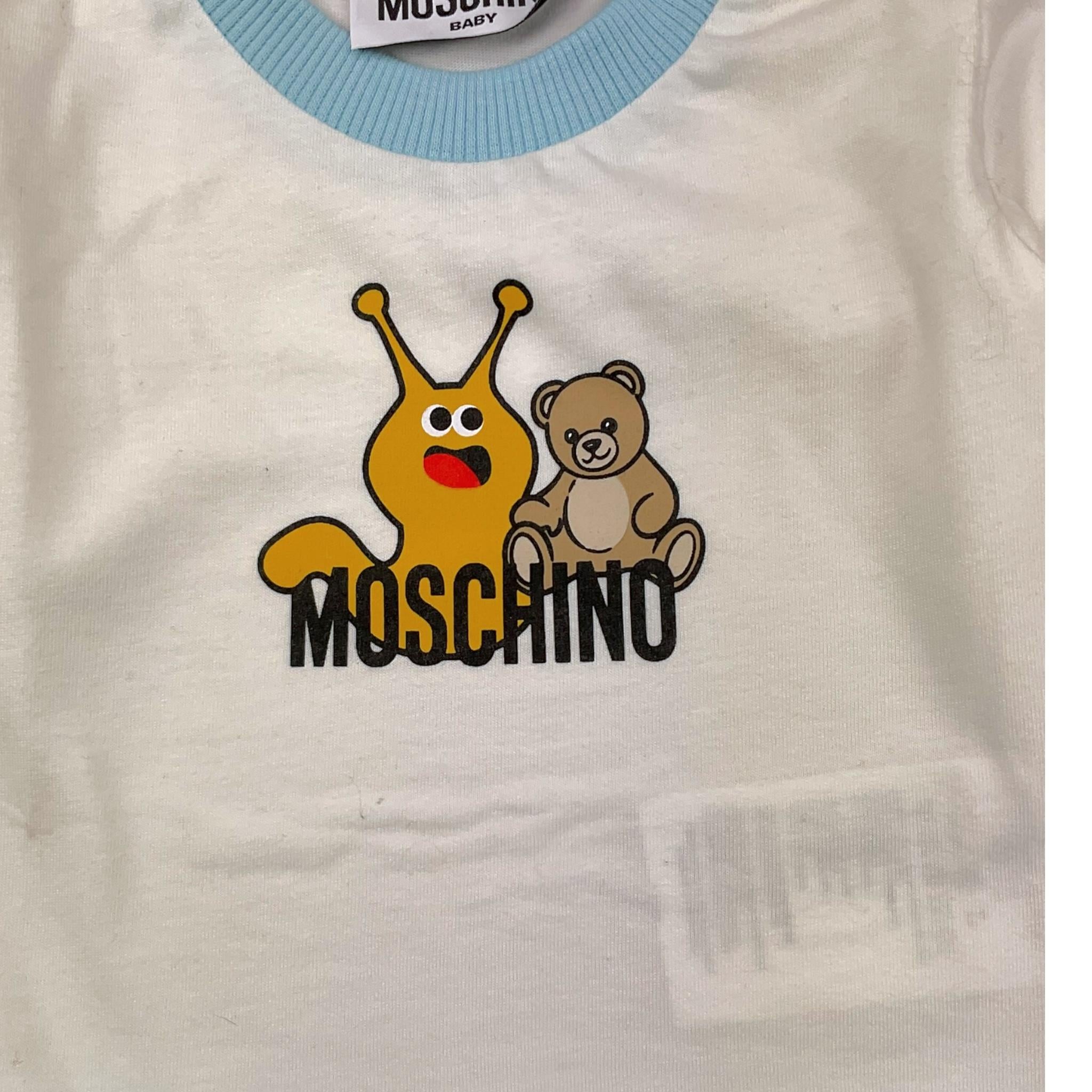 MOSCHINO completo 2pz shirt-pantalone bicolore Bianco/azzurro per Neonato MVK02F BIANCO/AZZURRO MOSCHINO
