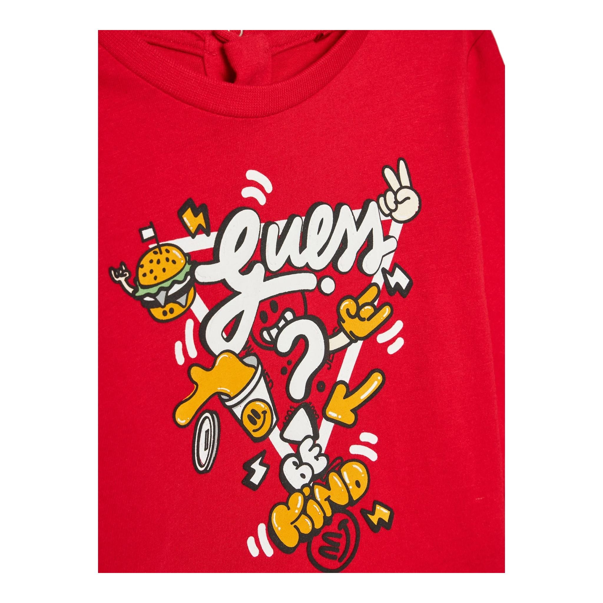 GUESS shirt girocollo tinta unita con stampa Rosso per Neonato I4YI02K8HM4X ROSSO GUESS