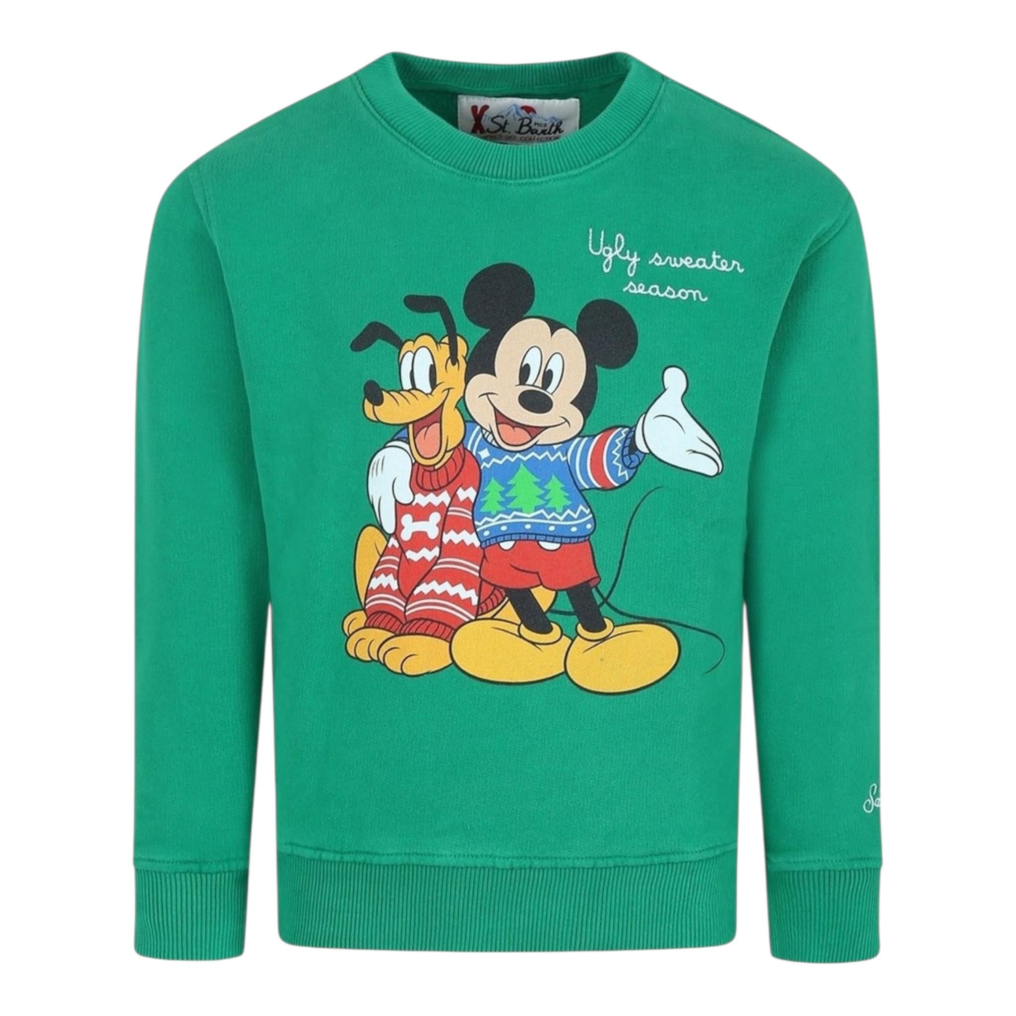 SAINT BARTH felpa tinta unita girocollo con stampa Verde per Bambino HUT000401319G VERDE SAINT BARTH