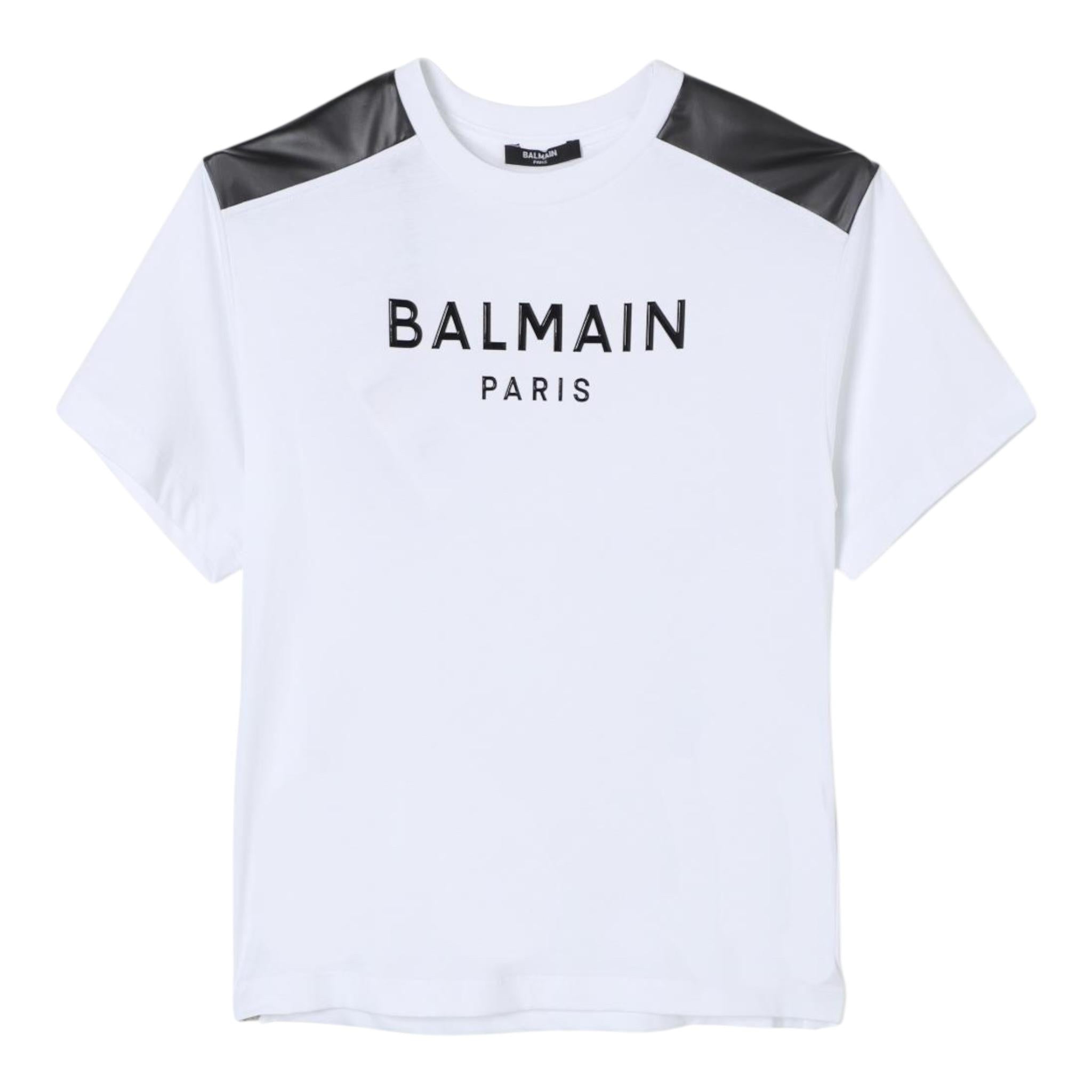 BALMAIN t-shirt girocollo tinta unita con stampa Bianco per Bambino BV8Q81X BIANCO BALMAIN