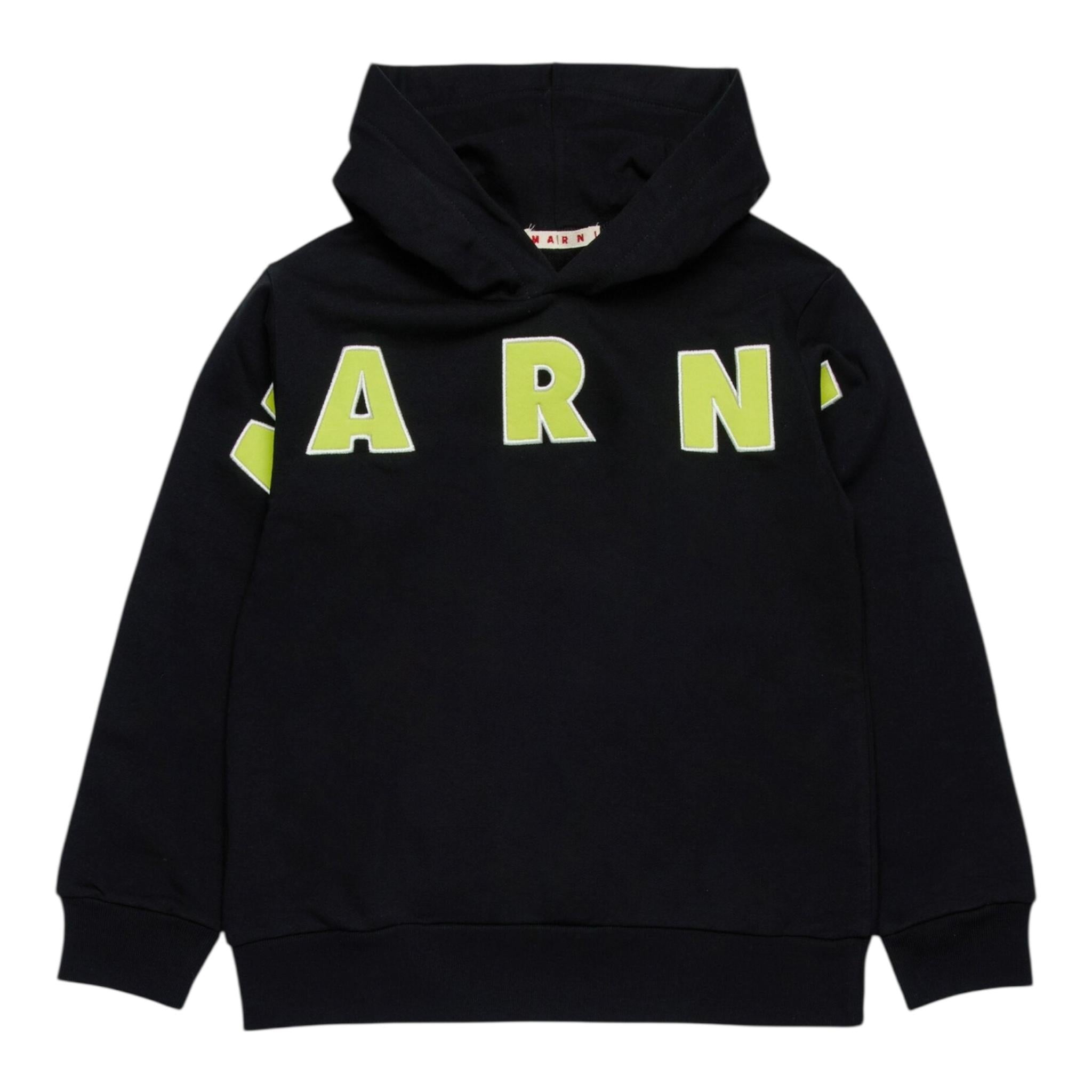 MARNI felpa chiusa con cappuccio tinta unita con logo Nero per Bambino M01266 NERO MARNI