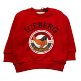 ICEBERG felpa chiusa girocollo tinta unita con stampa Rosso per Neonato MFICE5315S ROSSO ICEBERG