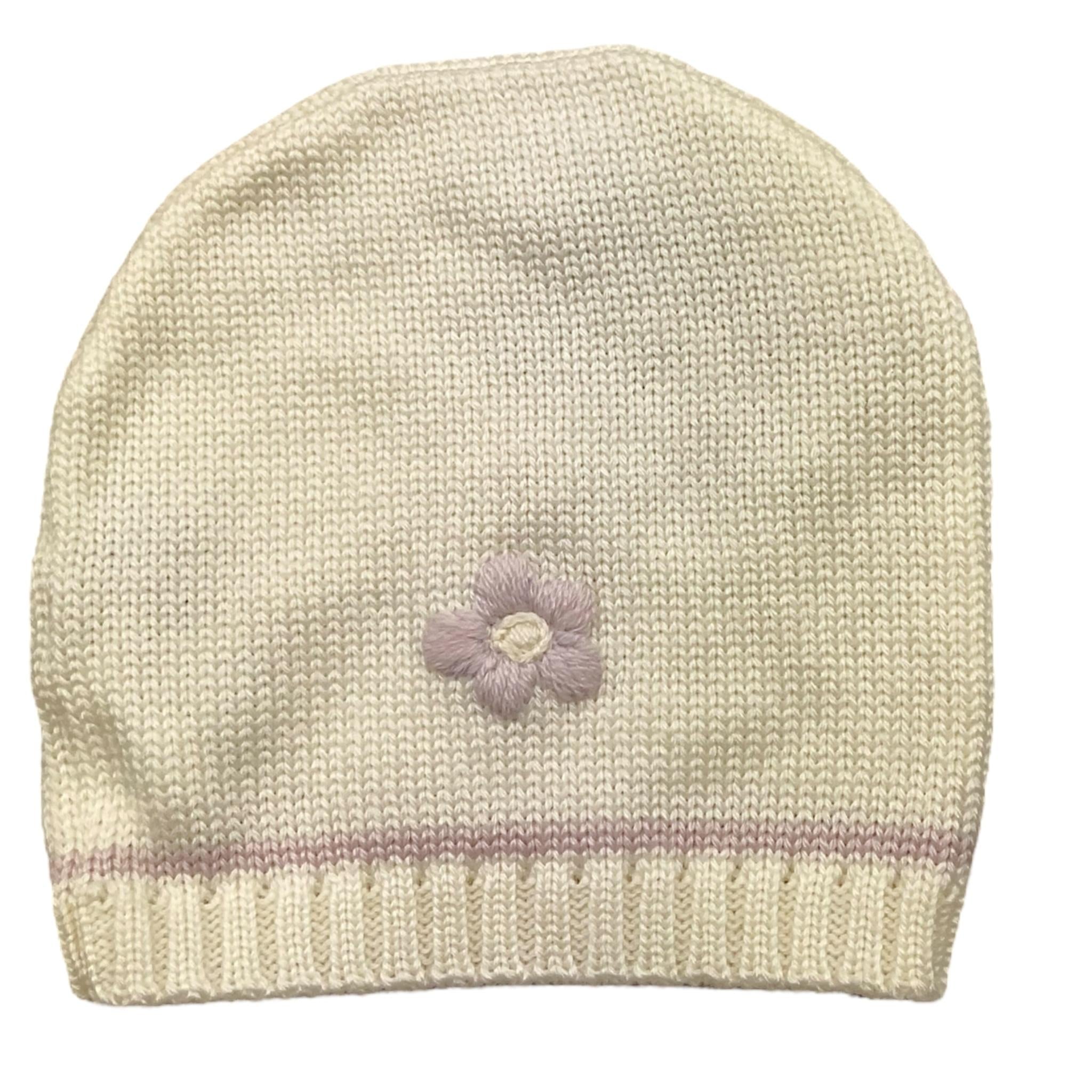 LA STUPENDERIA cappello tinta unita con ricami Panna per Neonata WBCP52 PANNA LA STUPENDERIA