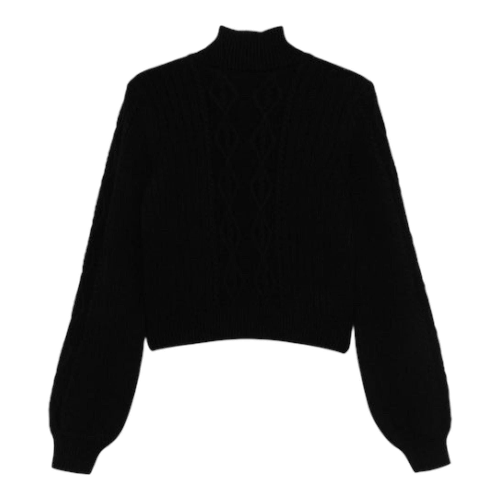 ELISABETTA FRANCHI maglia tinta unita collo alto con stampa Nero per Bambina EFMA141 NERO ELISABETTA FRANCHI