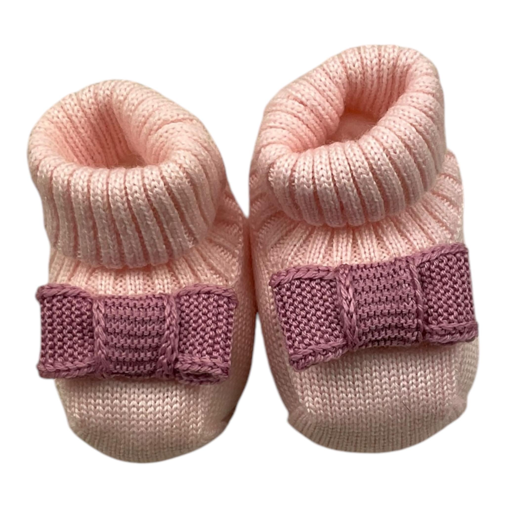 COLORI CHIARI babbucce tinta unita con fiocco in contrasto Rosa per Neonata FF757886 ROSA COLORI CHIARI