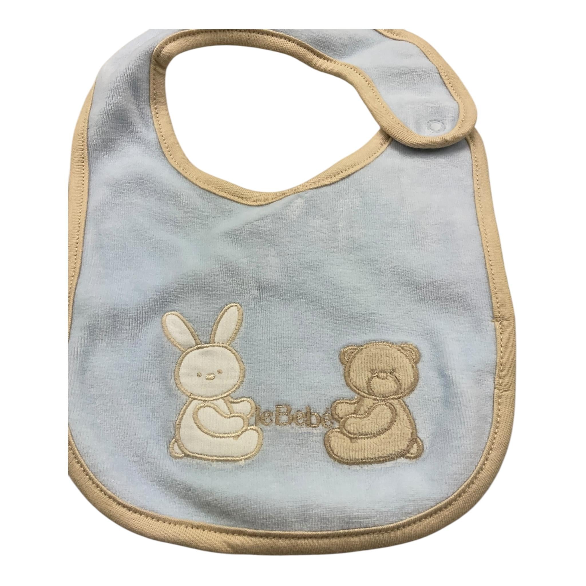 LE BEBE' bavetta tinta ujnita con ricami in contrasto Azzurro per Neonato LBB5061 AZZURRO LE BEBE'