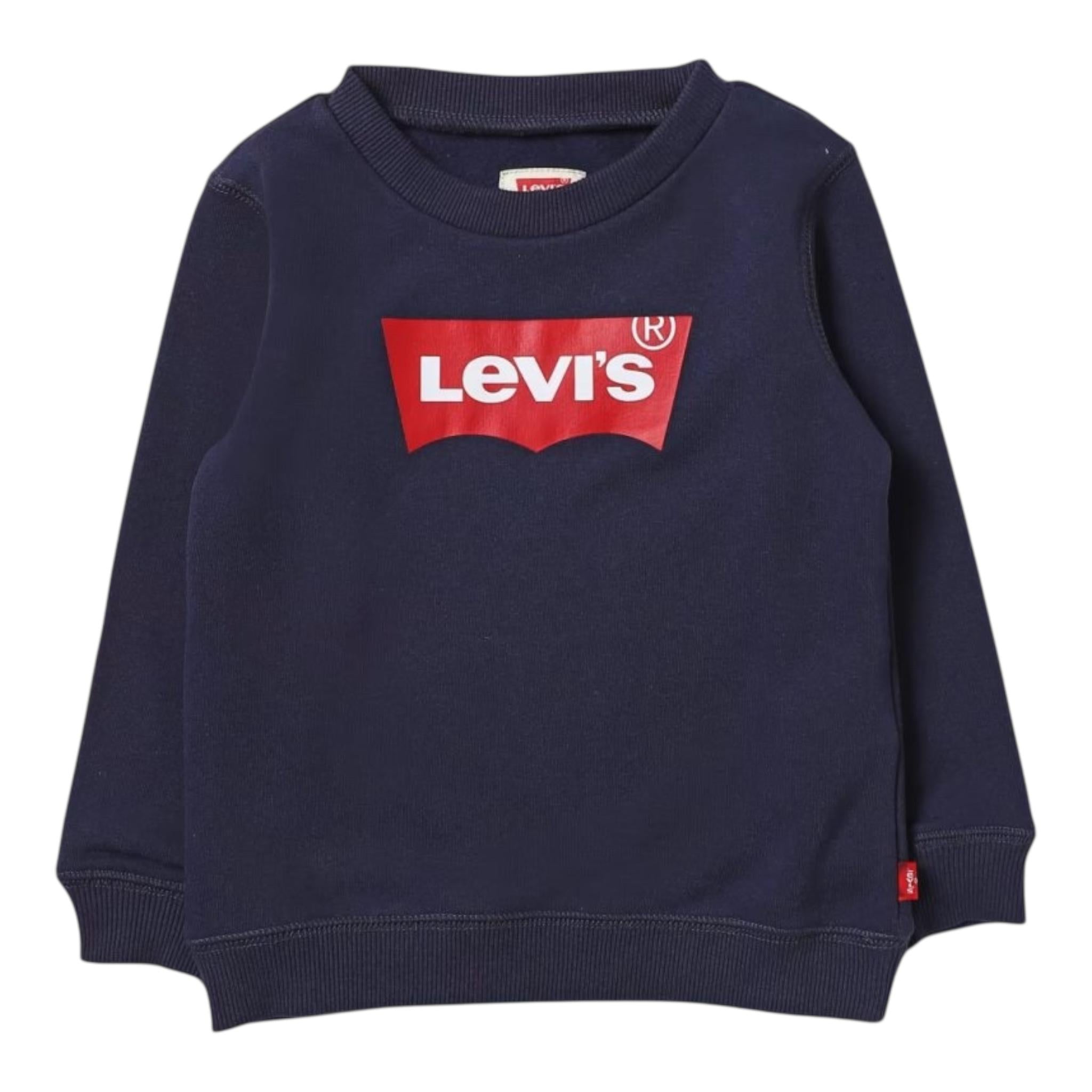 LEVI'S felpa chiusa girocollo tinta unita con stampa logo Blu per Neonato 6E9079 BLU LEVI'S